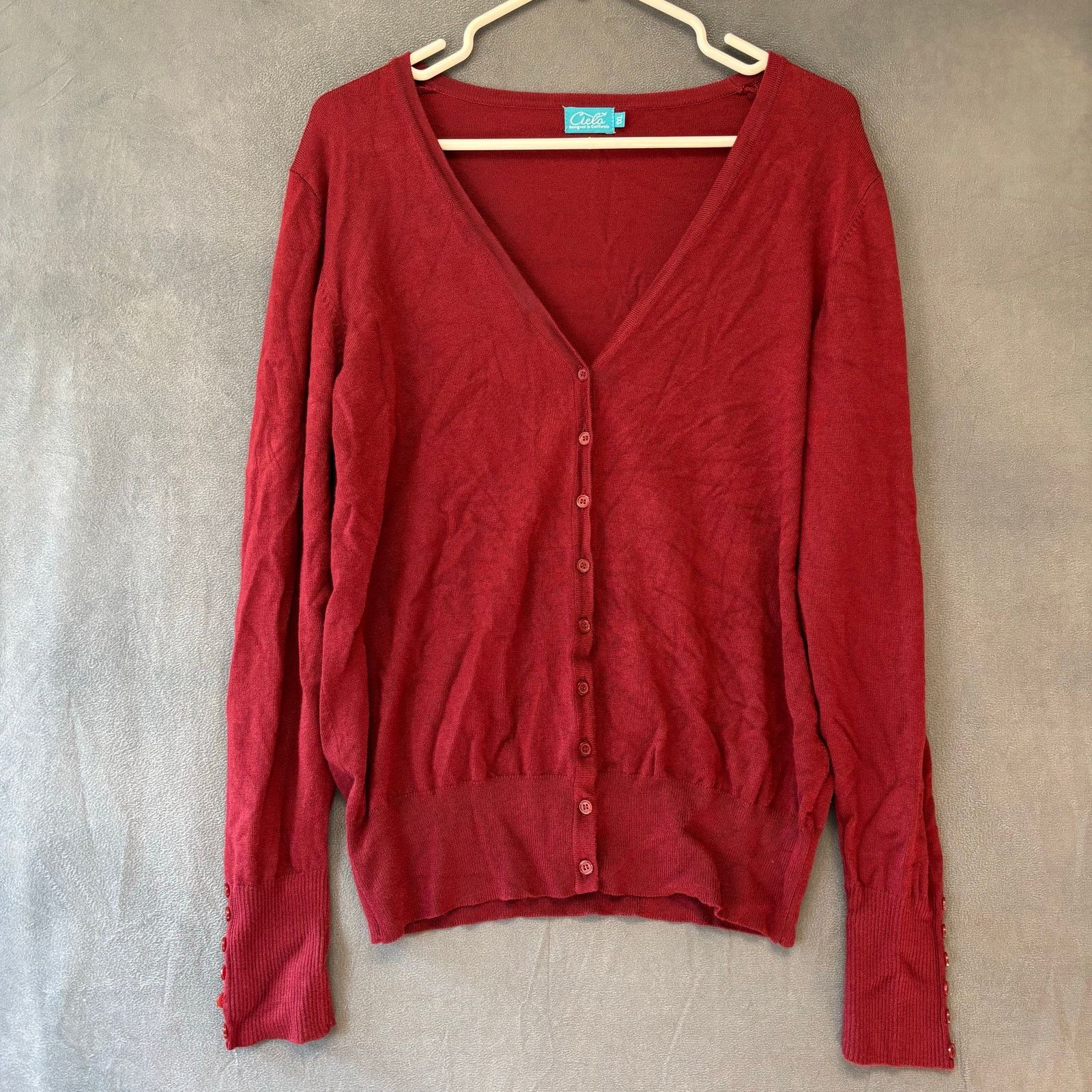 Other Cielo Burgundy Button Front Cardigan Sweater Plus Size 1XL Size XXL / US 16-18 / IT 52-54 - 2 Thumbnail