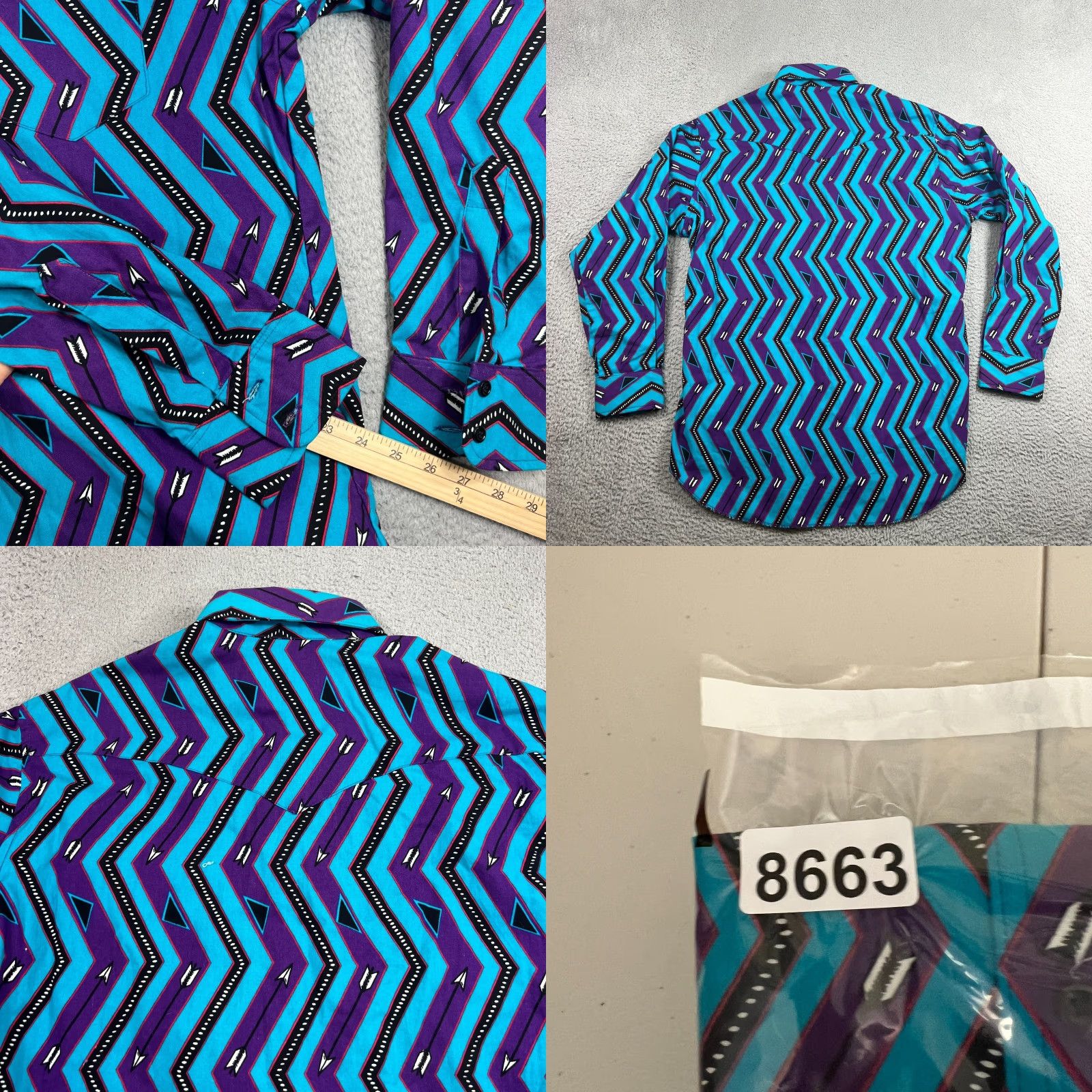 Wrangler VINTAGE Wrangler Shirt Mens L Teal Chevron Arrows Aztec Cowboy Cut Button-Up Long Sleeve Size US L / EU 52-54 / 3 - 8 Thumbnail