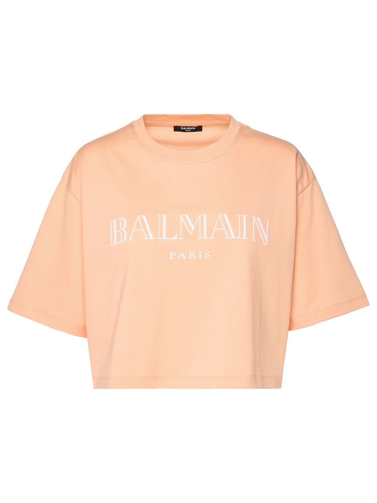 image of Balmain Orange Cotton Crop T-Shirt, Women's (Size Small)