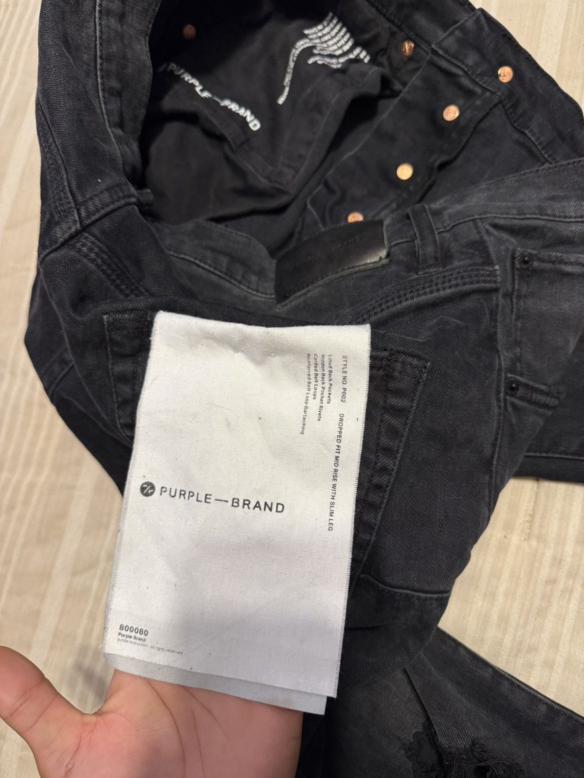 Purple Purple Jeans Black Ripped Size US 32 / EU 48 - 5 Thumbnail