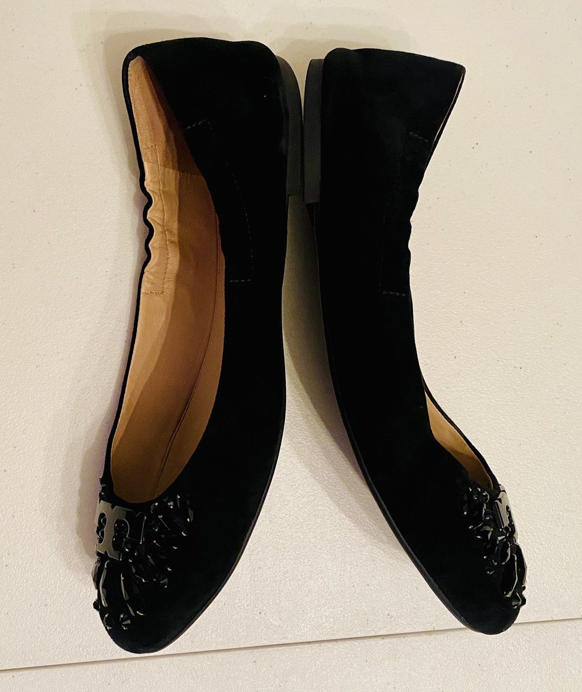 Tory Burch Tory Burch Suede Black Crystal Logo Vamp Delphine Ballet 9.5 Size US 9.5 / IT 39.5 - 9 Thumbnail
