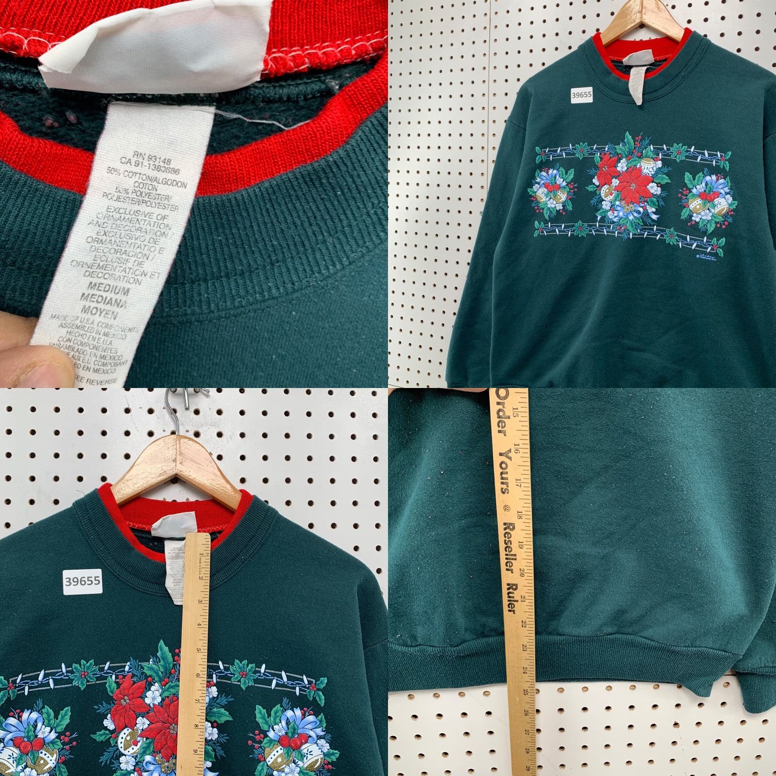 Vintage VINTAGE Morning Sun Sweatshirt Women Medium Green Red Flower Crewneck Floral Size M / US 6-8 / IT 42-44 - 8 Thumbnail