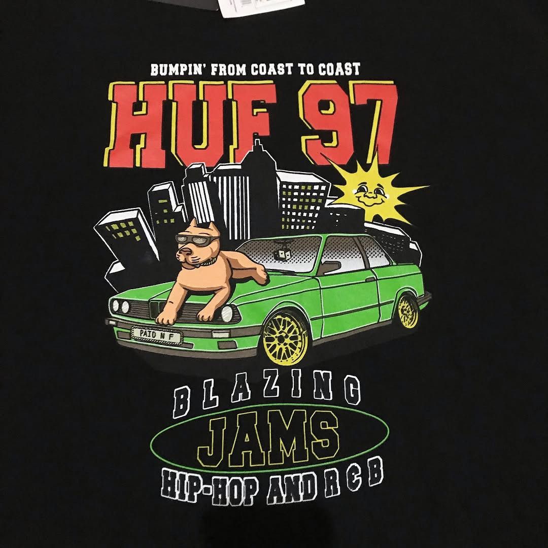 Huf × Hysteric Glamour Huf Skate Oversized Black Tee BLAZING JAMS S/S TEE SIZE L Ra Size US L / EU 52-54 / 3 - 3 Thumbnail