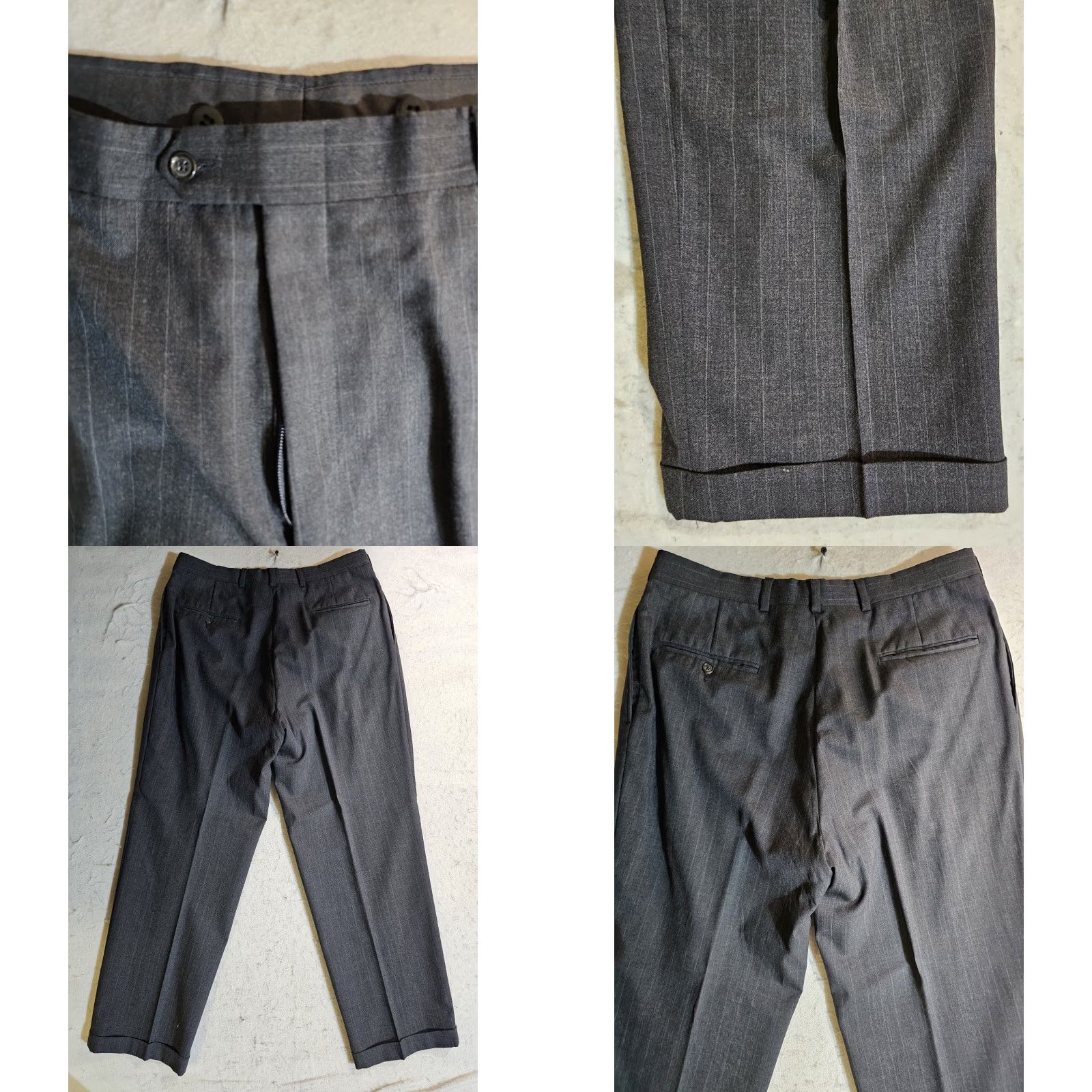Austin Reed VINTAGE Austin Reed Signature 2 Pc Suit 100% Wool Grey Pin Striped Men's 44R 34x30 Size 44R - 10 Thumbnail