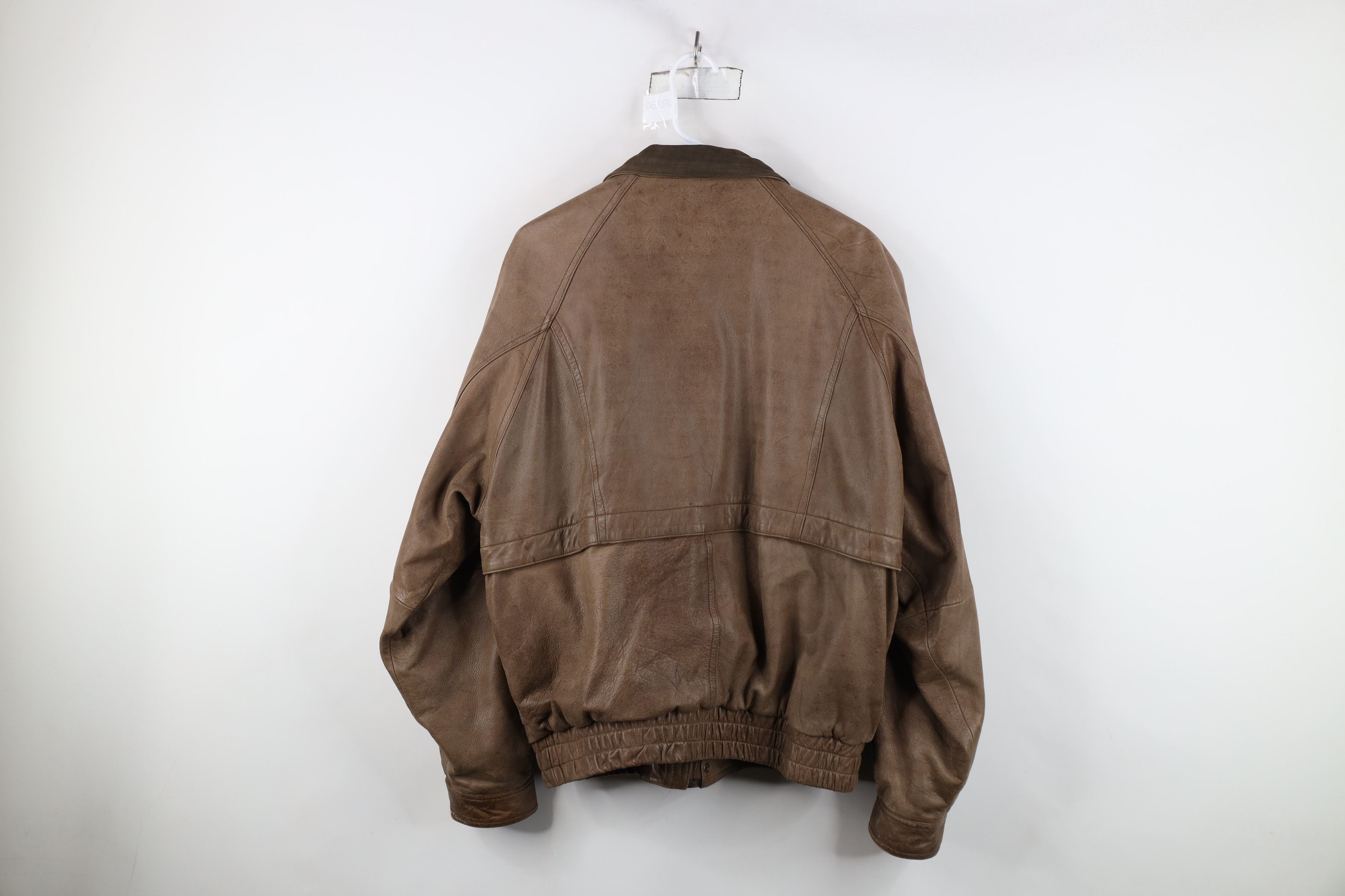 Vintage Vintage 90s Streetwear Leather Flight Bomber Jacket Brown Size US M / EU 48-50 / 2 - 13 Thumbnail