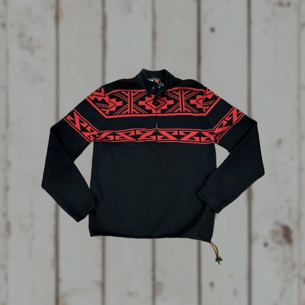 Polo Ralph Lauren VINTAGE Ralph Lauren RLX POLO SPORT Men Aztec Knit Black & Red Sweater M Wool Rare Size US M / EU 48-50 / 2 - 1 Thumbnail