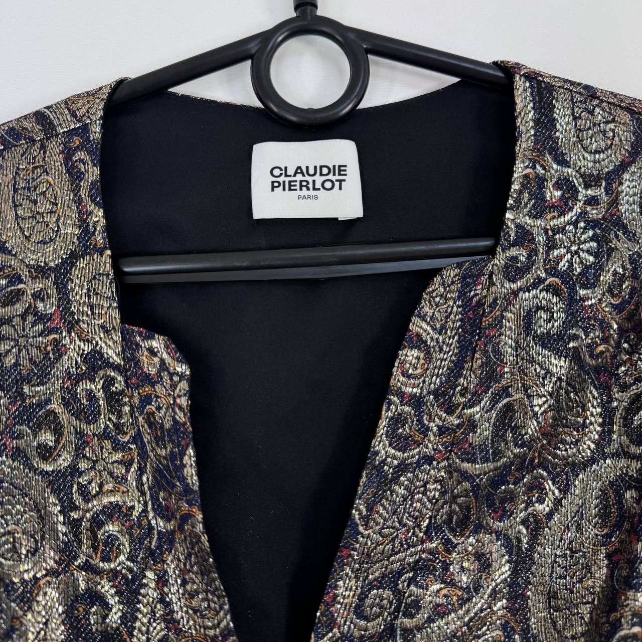Other Claudie Pierlot Paris Dress Womens Metallic Jacquard Wrap 36 Size XS / US 0-2 / IT 36-38 - 2 Thumbnail