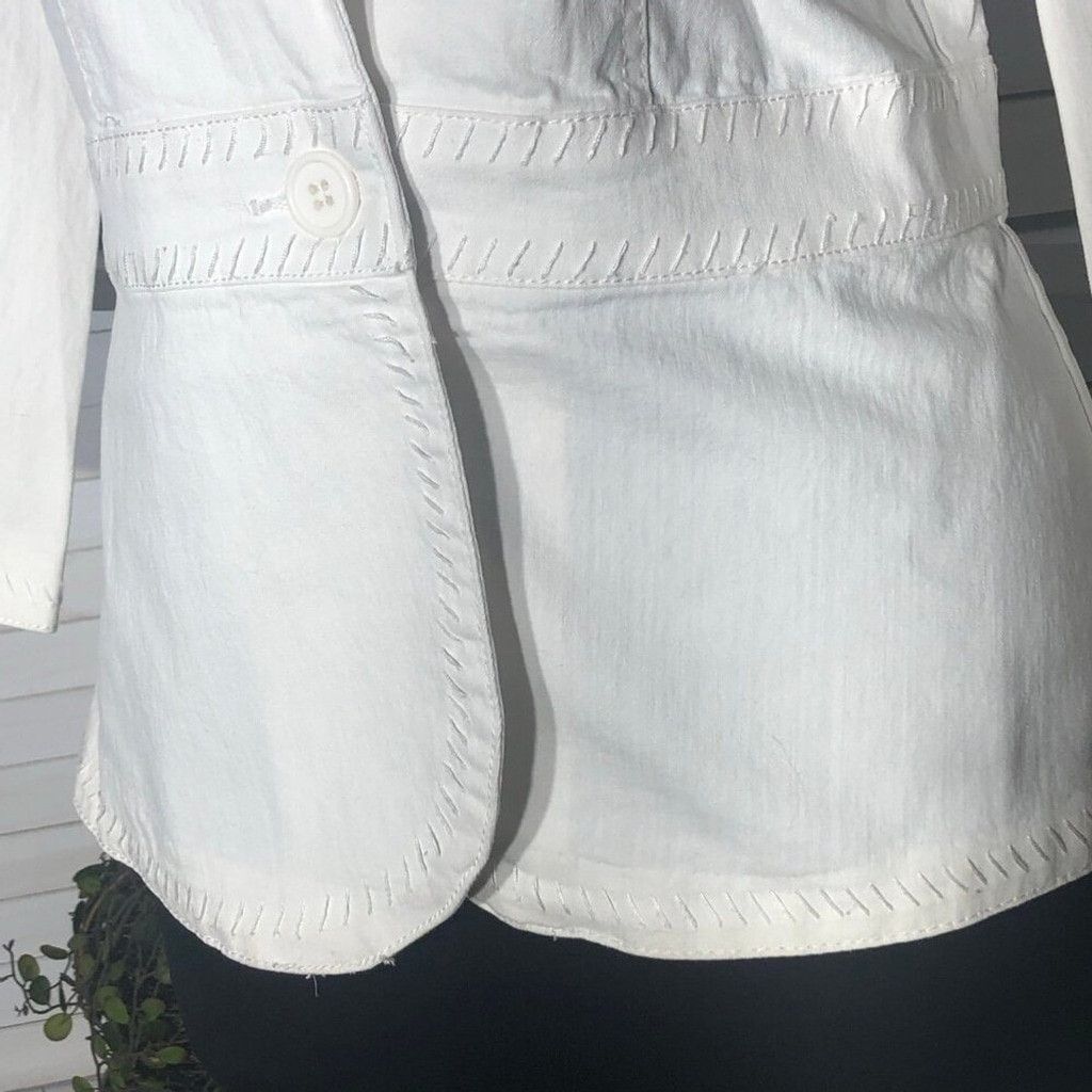 Vintage Apostrophe Embroidered Blazer Button Front Cream Off White 2 Size XS / US 0-2 / IT 36-38 - 13 Thumbnail