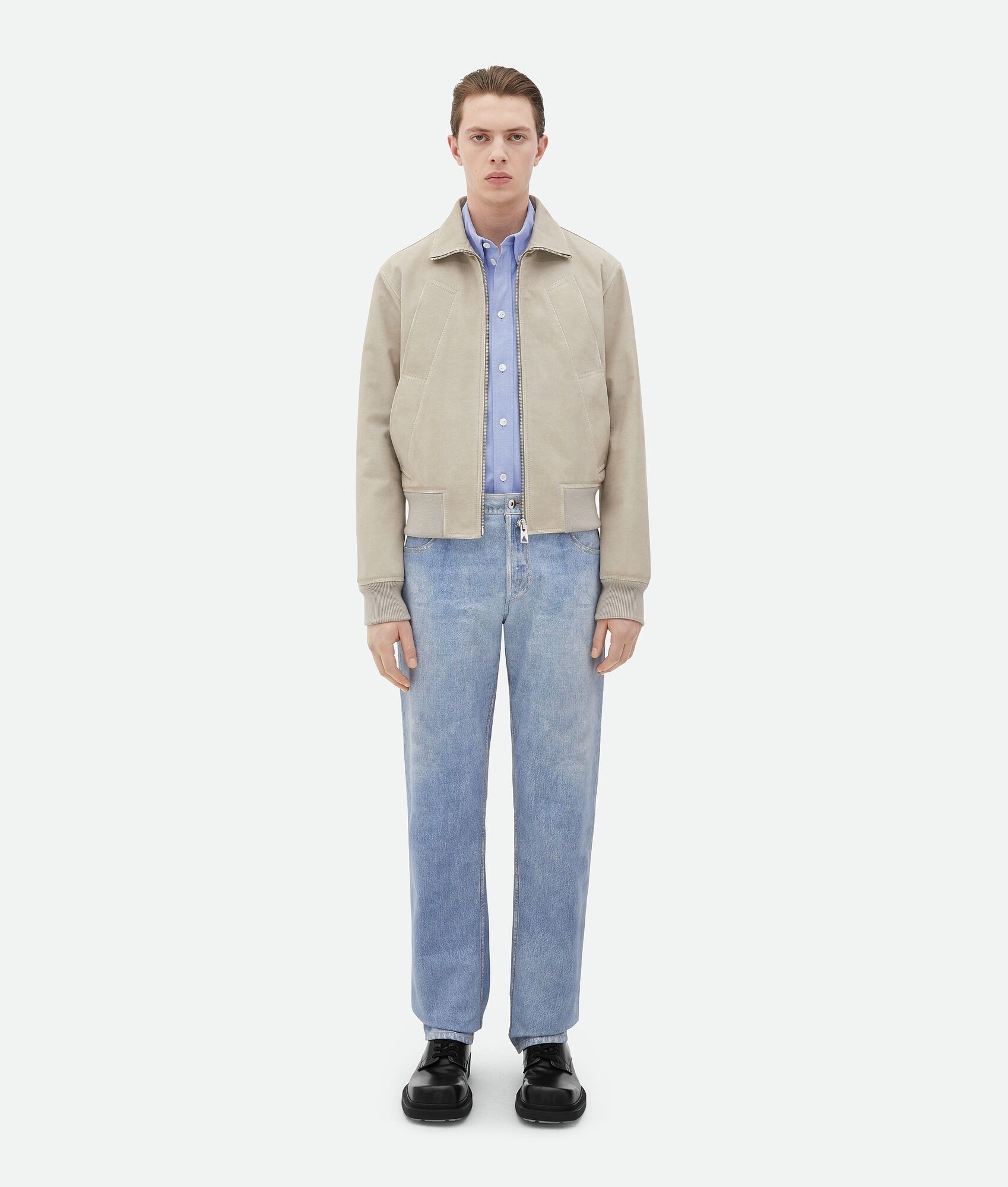 Bottega Veneta o1bcso1str0925 Printed Leather Chino Jacket in Light Beige Size US M / EU 48-50 / 2 - 1 Thumbnail