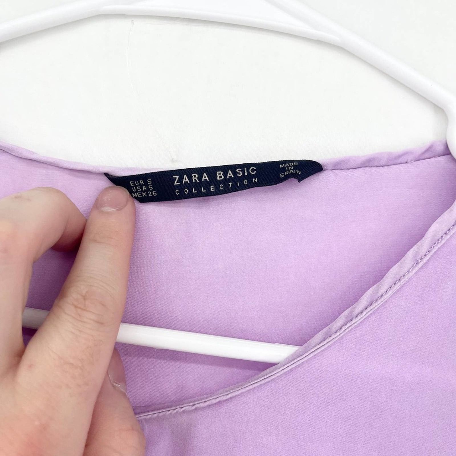 Zara Zara Purple Ruffle Sleeve Cropped Polyester Blouse Sz Small Size S / US 4 / IT 40 - 3 Thumbnail
