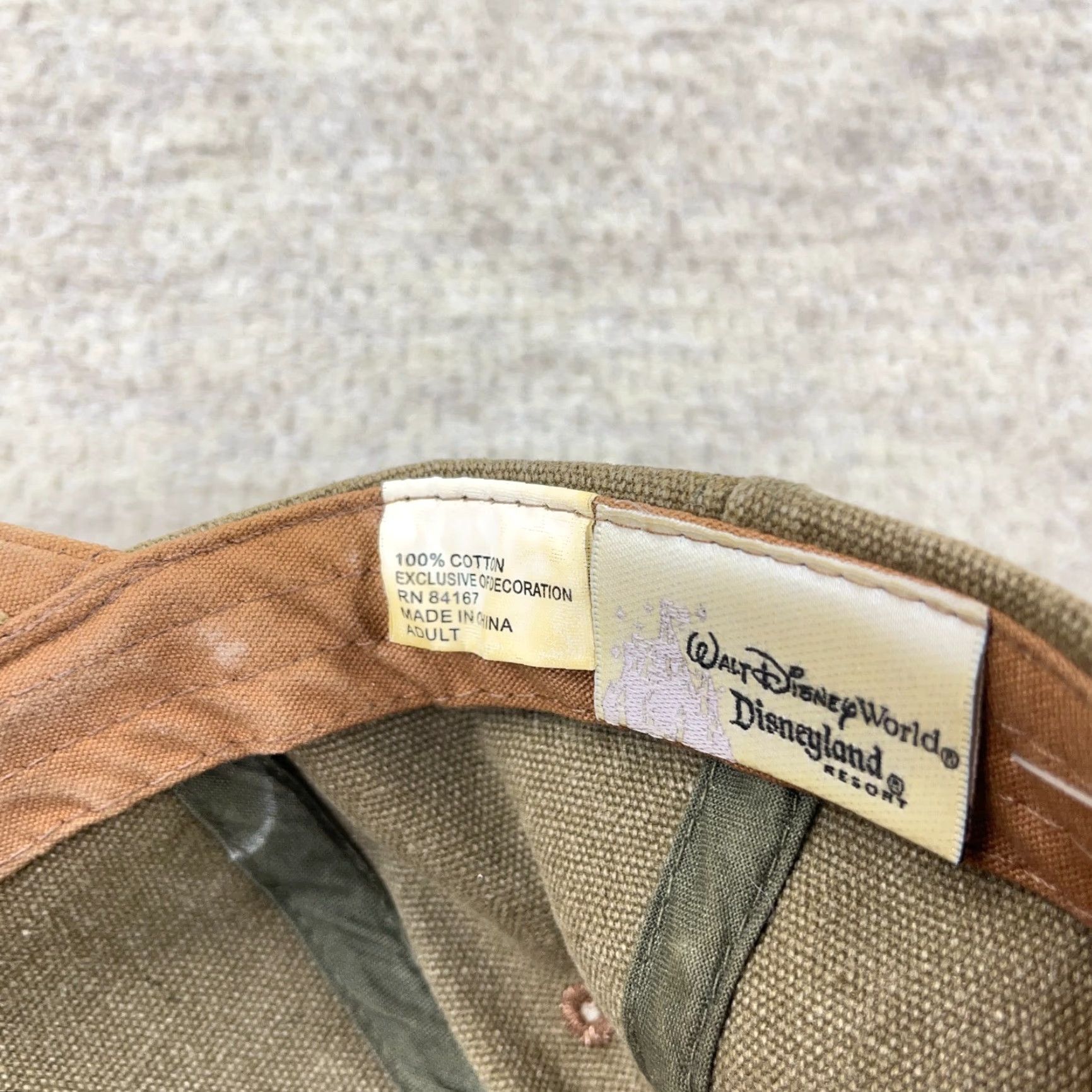 Disney VINTAGE Disney Hat Cap Strap Back Olive Green Canvas Disneyland Resort Y2K Dad Size ONE SIZE - 4 Thumbnail