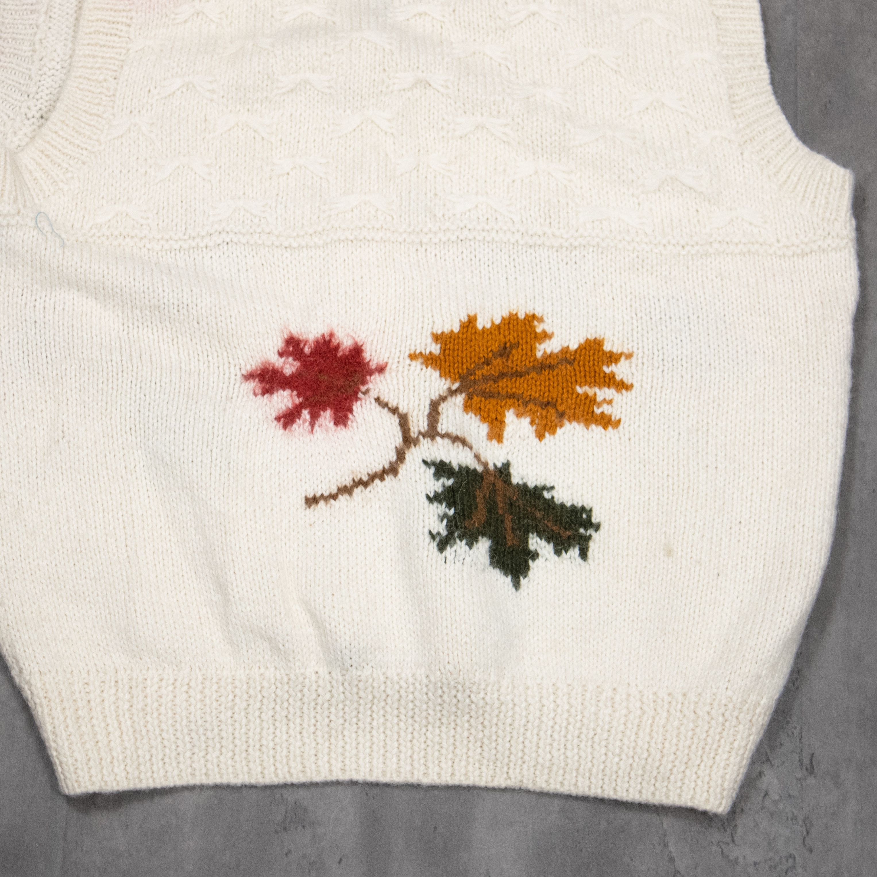 Japanese Brand Vintage VTG 1980's 80's Leave Alpaca Wool Cream Sweater Vest Size US S / EU 44-46 / 1 - 7 Thumbnail