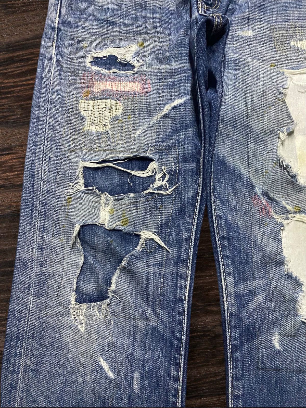 Levi's Vintage Levis 505 Ripped Patches Slim Straight Jeans Size US 30 / EU 46 - 7 Thumbnail