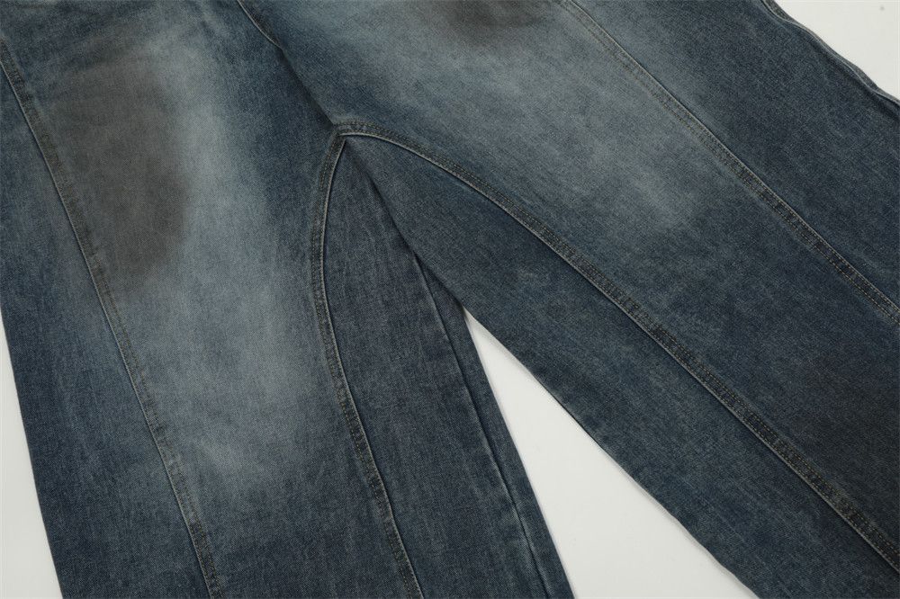 Vintage Men's loose washed wide-leg gradient scimitar jeans Size US 32 / EU 48 - 4 Thumbnail