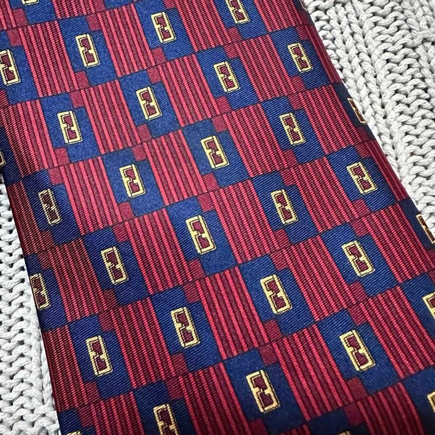 Fendi Vintage Fendi red monogram geometric silk tie Size ONE SIZE - 2 Thumbnail