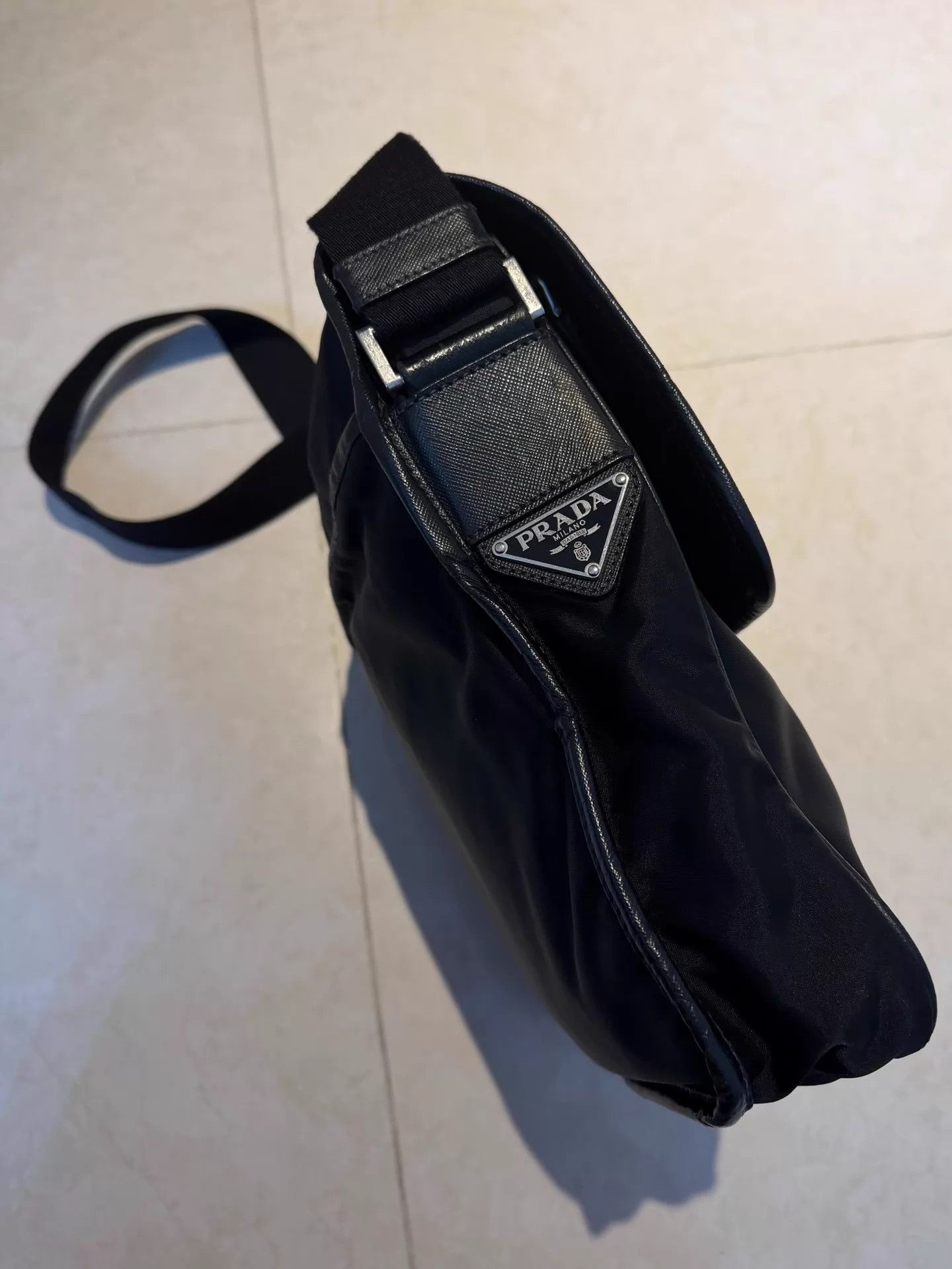Prada Prada Easy Silver Logo Crossbody Black Nylon Reversible Size ONE SIZE - 2 Thumbnail