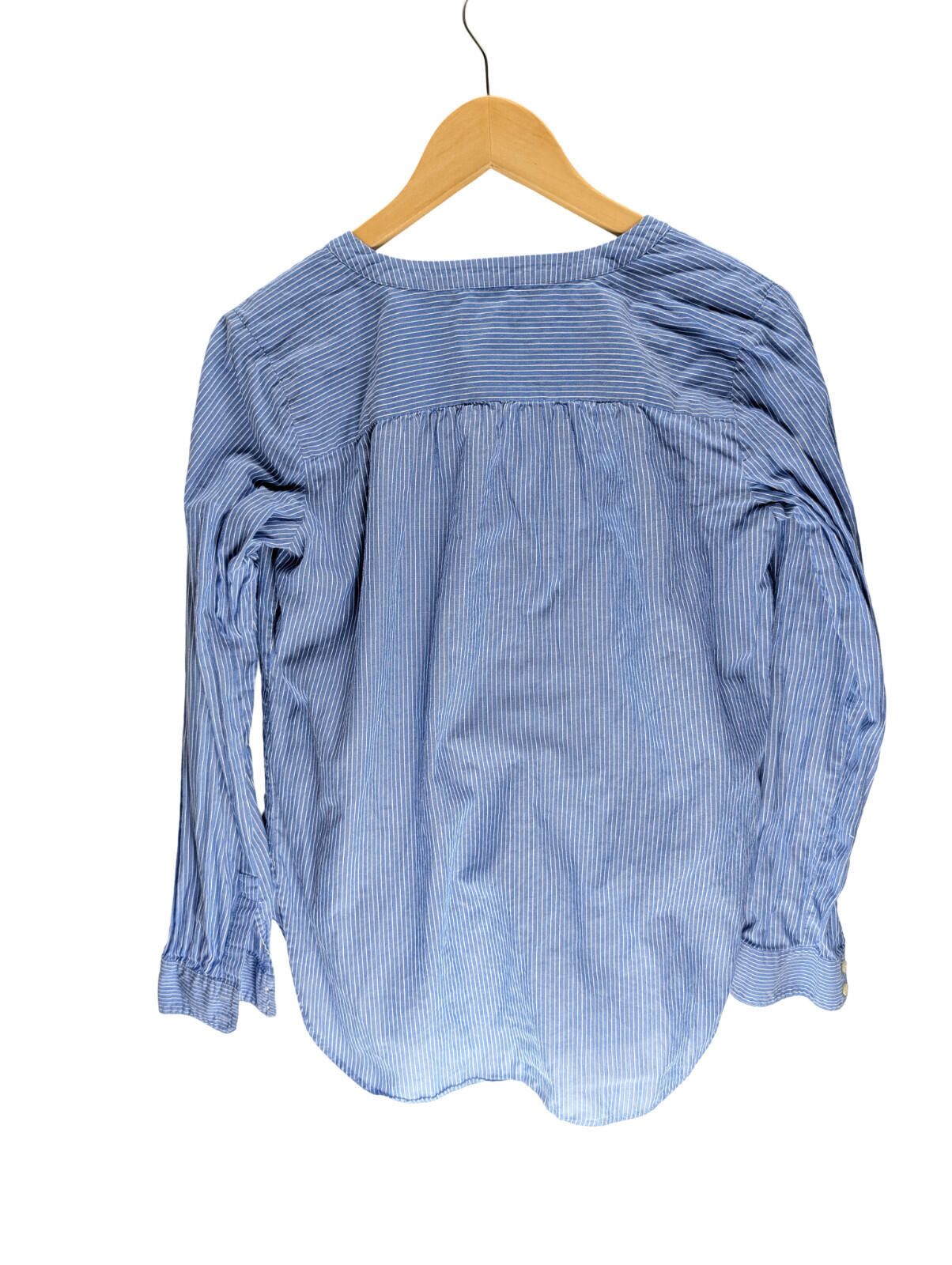 Other LOFT Blue Pinstripe Popover Blouse – Size Small Long Sleeve Size S / US 4 / IT 40 - 3 Thumbnail