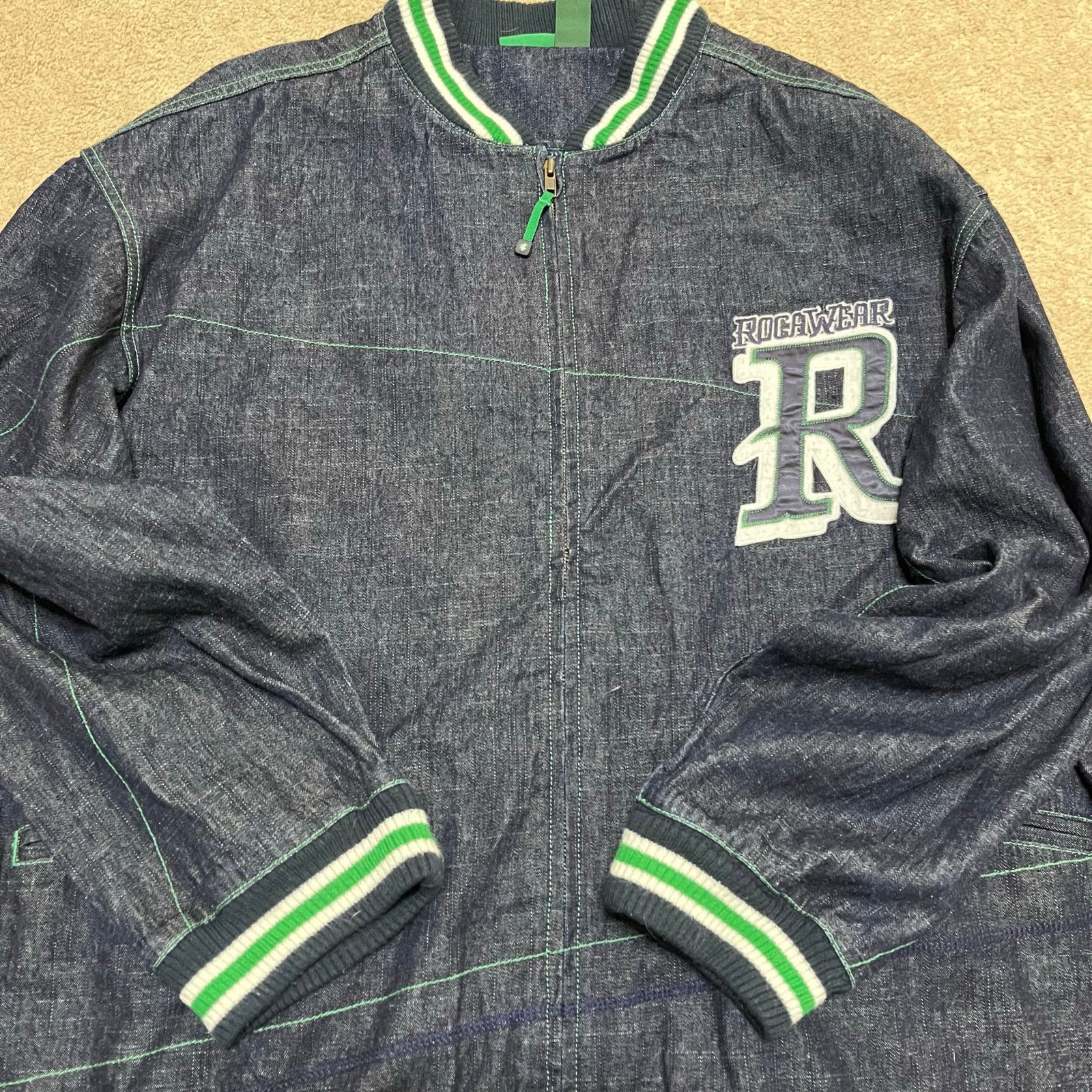 Rocawear Rocawear Y2K Oversized Denim Lettermen Style Jacket 2XL Size US XXL / EU 58 / 5 - 1 Thumbnail