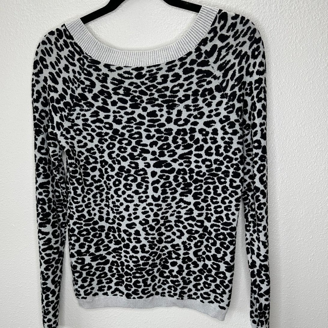 Express Express Black & Gray Leopard Print Boat neck Thin Sweater M Size M / US 6-8 / IT 42-44 - 6 Thumbnail
