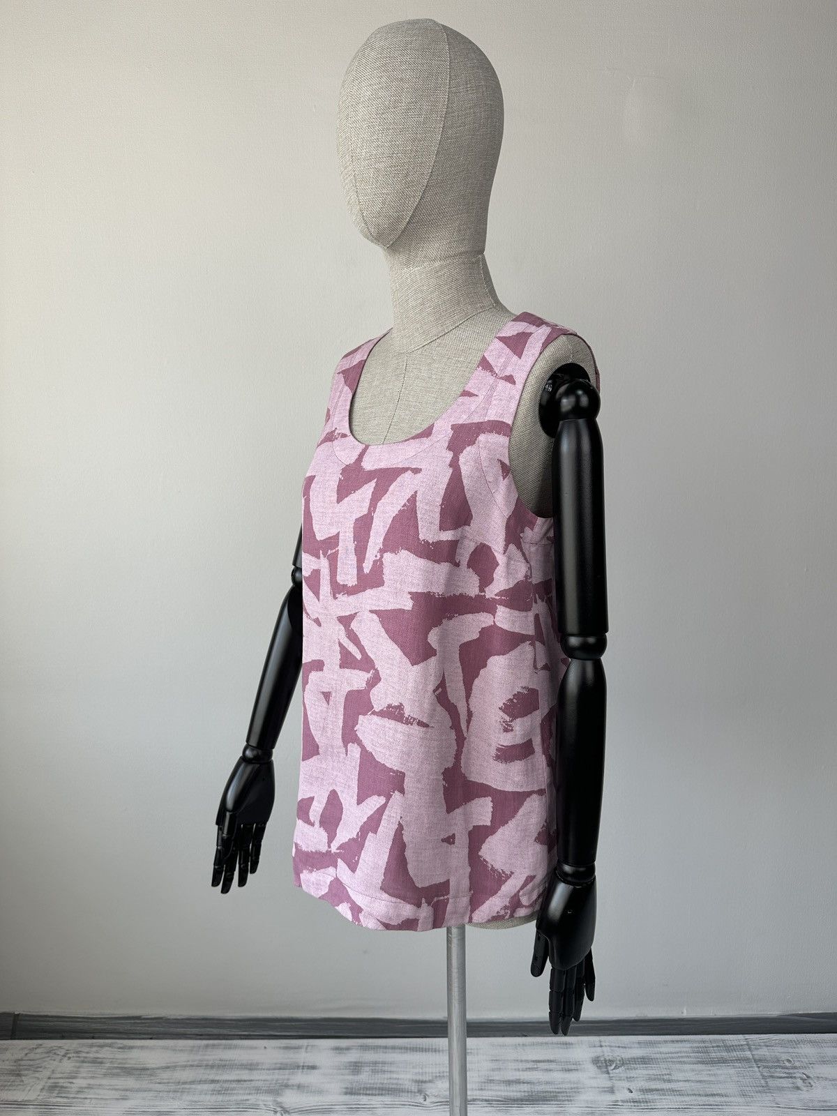 OSKA OSKA 100% Linen Abstract Geometric Tank Top Blouse Lagenlook Size S / US 4 / IT 40 - 3 Thumbnail