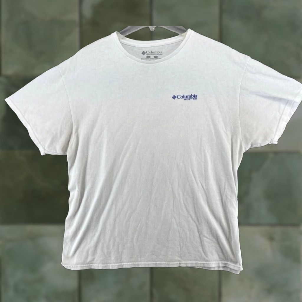 Vintage Columbia Men’s T-Shirt 2XL White Outdoor Fishing Bass Graphic Print Crew Neck Jersey Cotton Summer Fall Spring Size US XXL / EU 58 / 5 - 1 Thumbnail