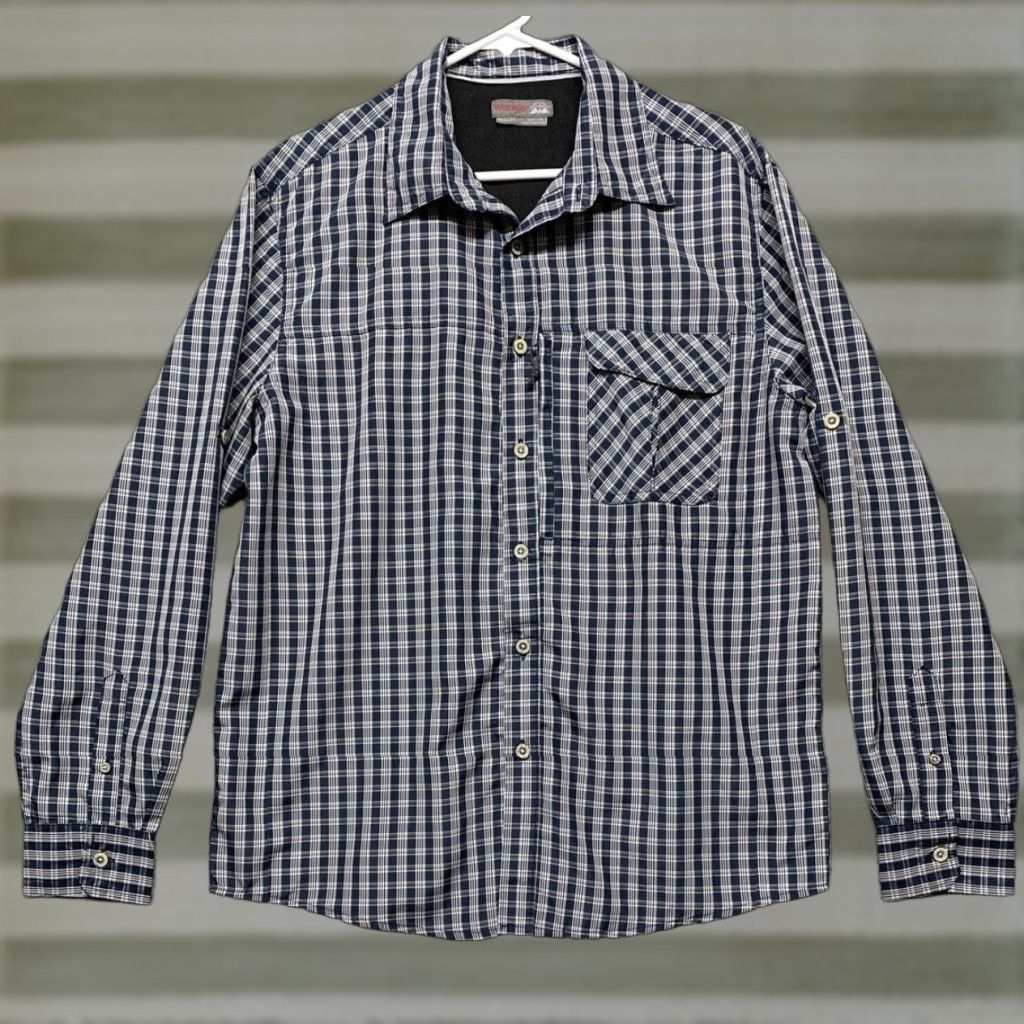 Wrangler Wrangler Outdoor Reg Fit Button Shirt Mens M Blue Plaid Vented Pockets 1-7" Zip Size US M / EU 48-50 / 2 - 1 Thumbnail