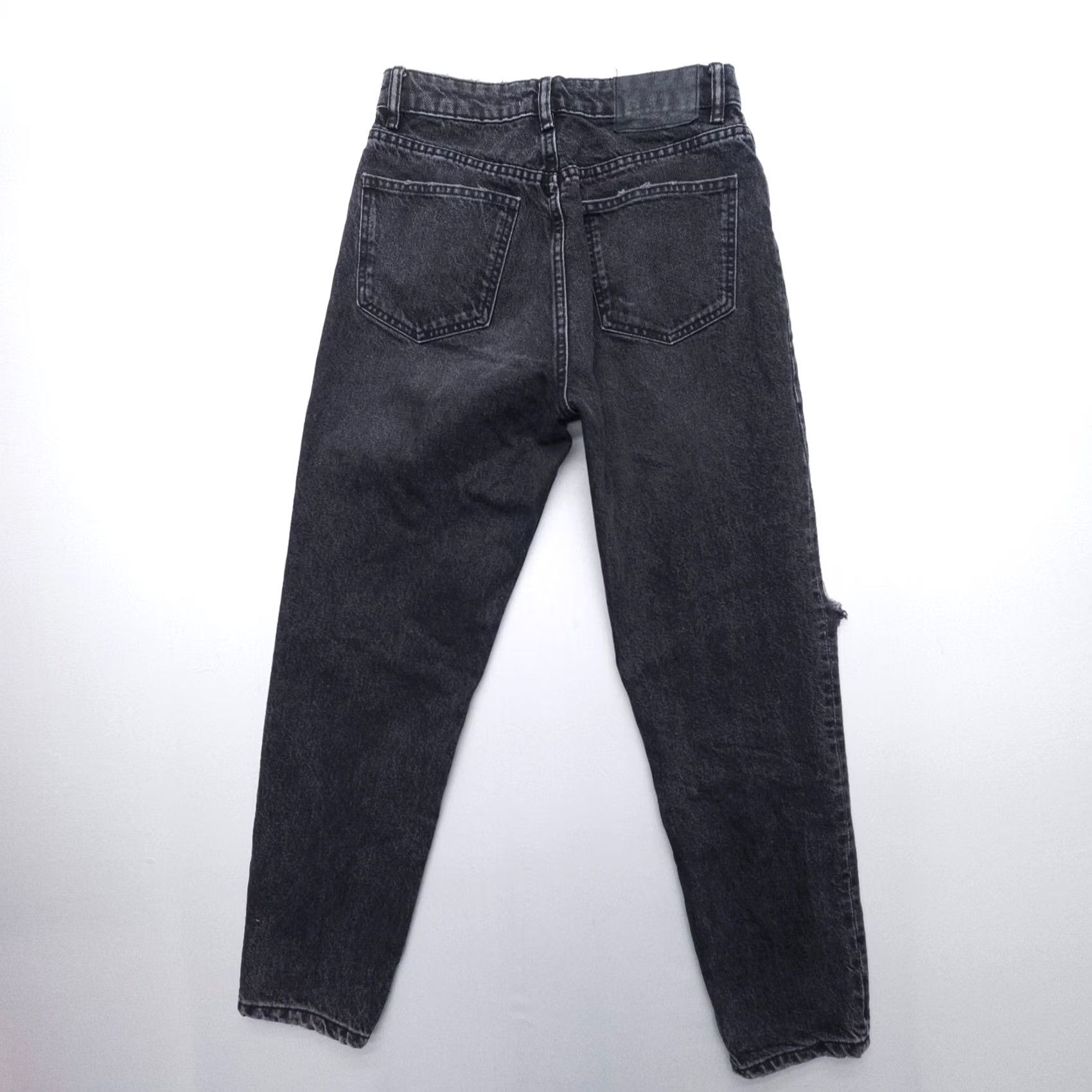 Zara Zara Jeans Womens 4 Black Distressed Rigid Cotton Denim 27" Inseam High Rise Mom Jeans 5-Pocket Design Regular Fit Womens Size 27" / US 4 / IT 40 - 2 Thumbnail