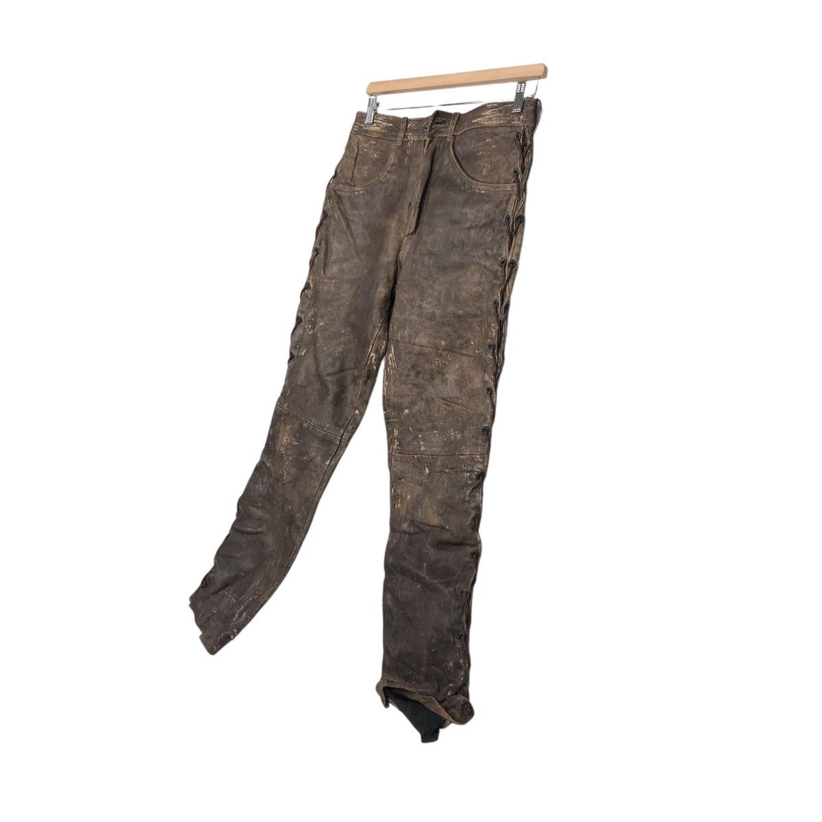 Genuine Leather 📌Vintage Leather Biker Pants Pantera Cowboy Issey Miyake Size US 30 / EU 46 - 3 Thumbnail