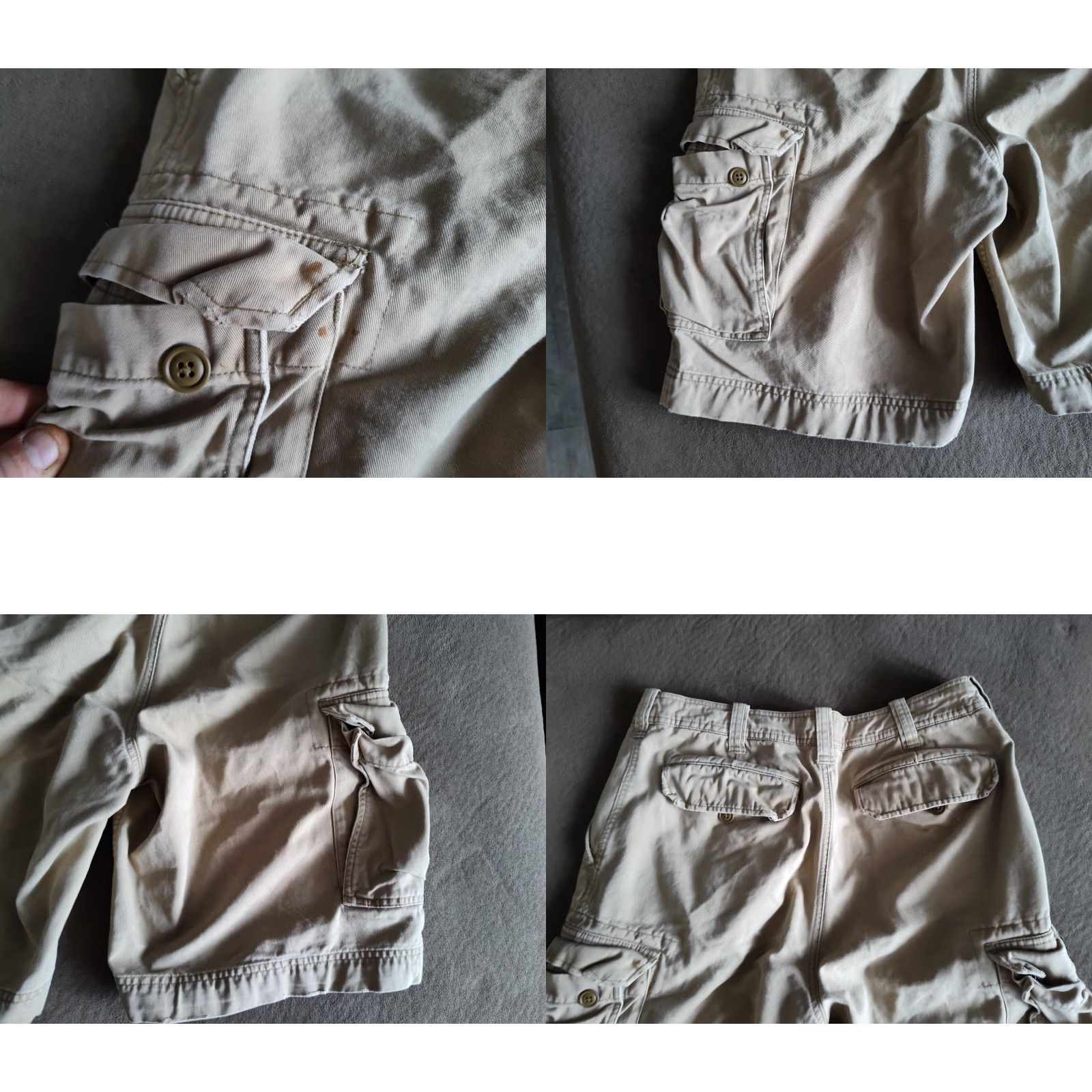 Abercrombie & Fitch VINTAGE Abercrombie & Fitch Men's Cargo Shorts 34 Khaki Distressed Y2K Casual Flat Front Size US 34 / EU 50 - 8 Thumbnail