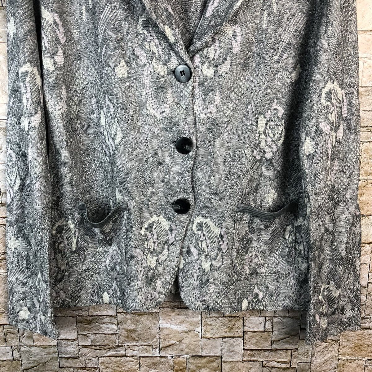 Japanese Brand Grand Cris Grey Cardigan Knitwear #A1224 Size L / US 10 / IT 46 - 6 Thumbnail