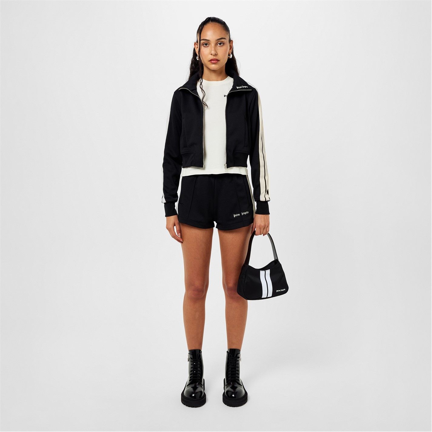 Palm Angels o1g2r1mq0325 High Neck Track Jacket in Black & White Size M / US 6-8 / IT 42-44 - 7 Thumbnail