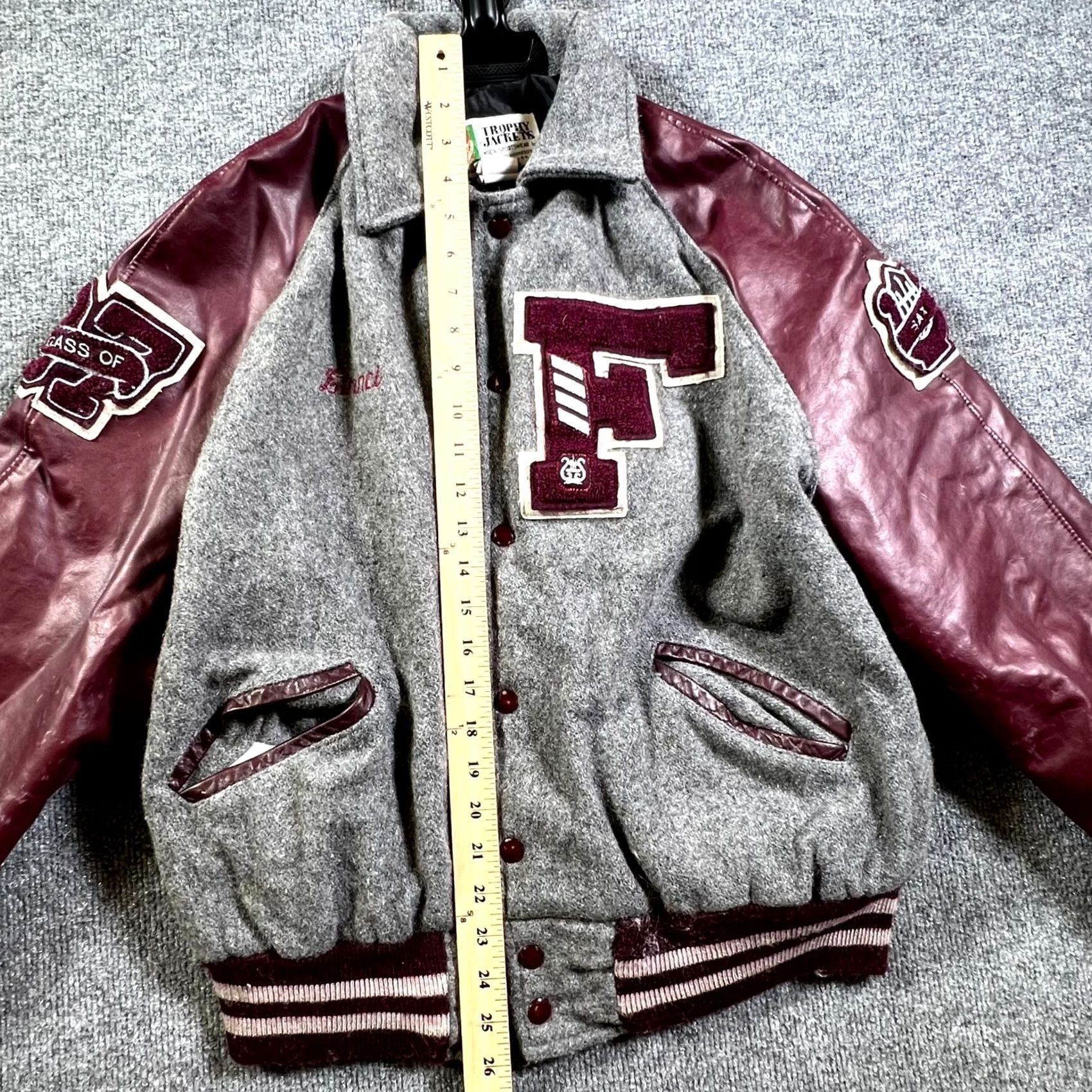 Etro VINTAGE Trophy Jackets Meca Sportswear Varsity Jacket Mens L Maroon Gray Retro Jacket Mens L Maroon Gray 90s Classic Size US L / EU 52-54 / 3 - 7 Thumbnail