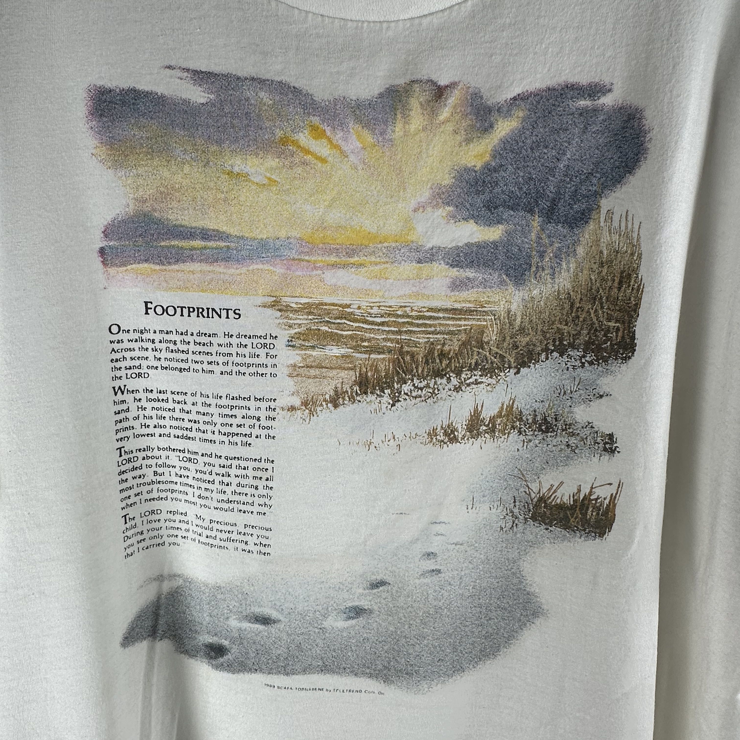 Vintage ​1989 Footprints Dreamed With The Lord Religion Art T-shirt Size US XXL / EU 58 / 5 - 2 Thumbnail