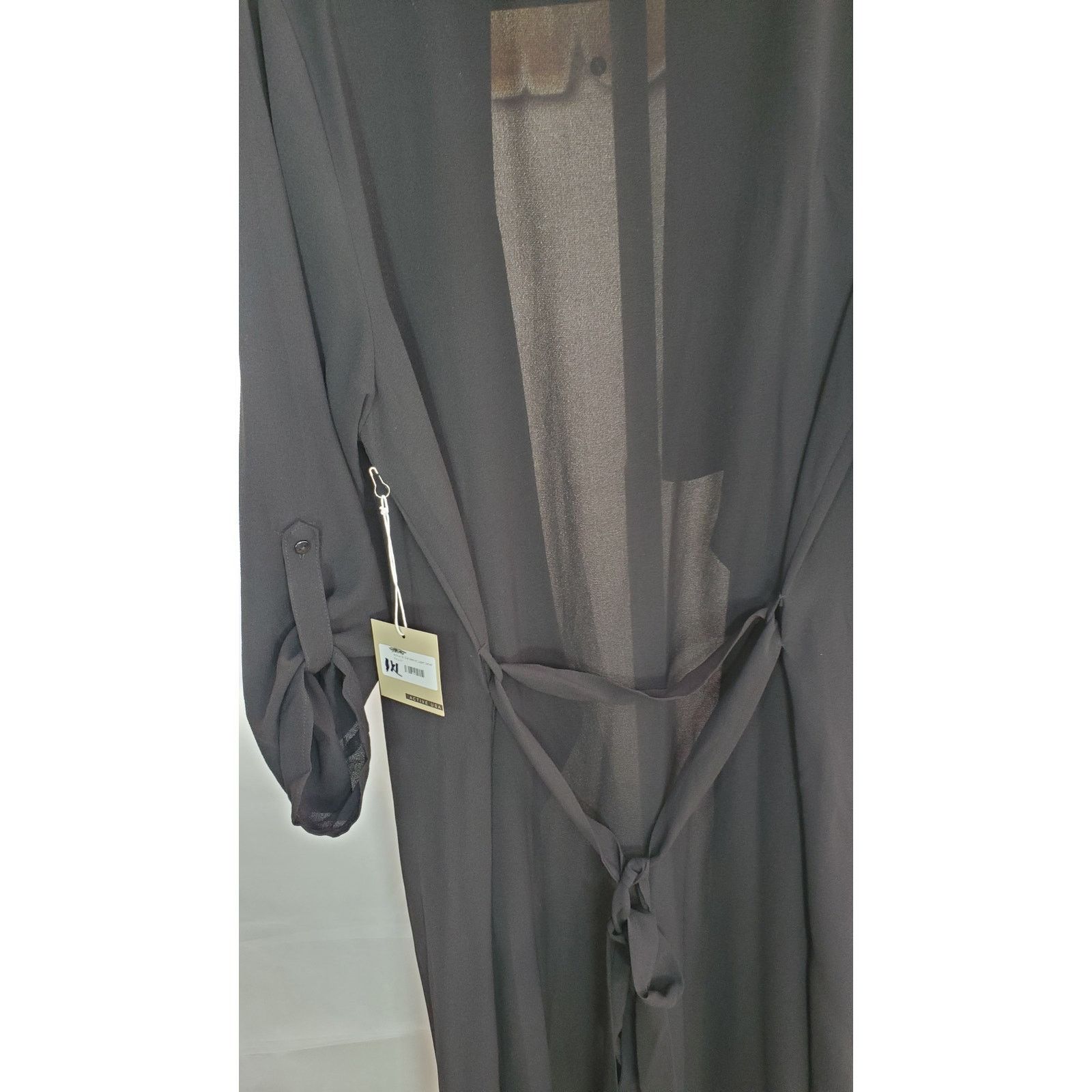 Other Active USA Black Sheer Tie Front Drape Jacket Size 1XL Size XXL / US 16-18 / IT 52-54 - 3 Thumbnail