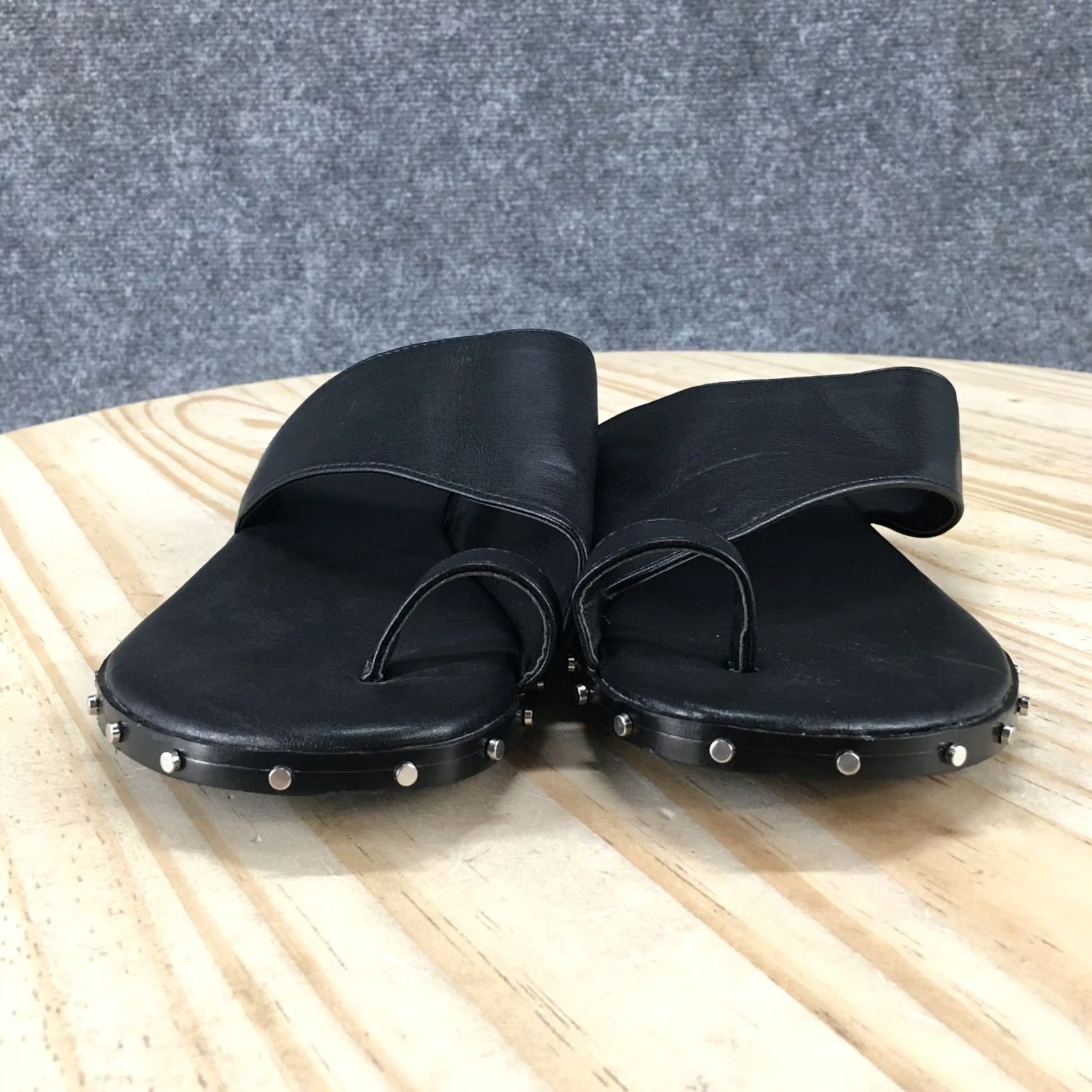 Bar III Bar III Sandals Women 6.5M Hattie Thong Black Faux Leather Studded Casual NEW Size US 7 / IT 37 - 4 Thumbnail