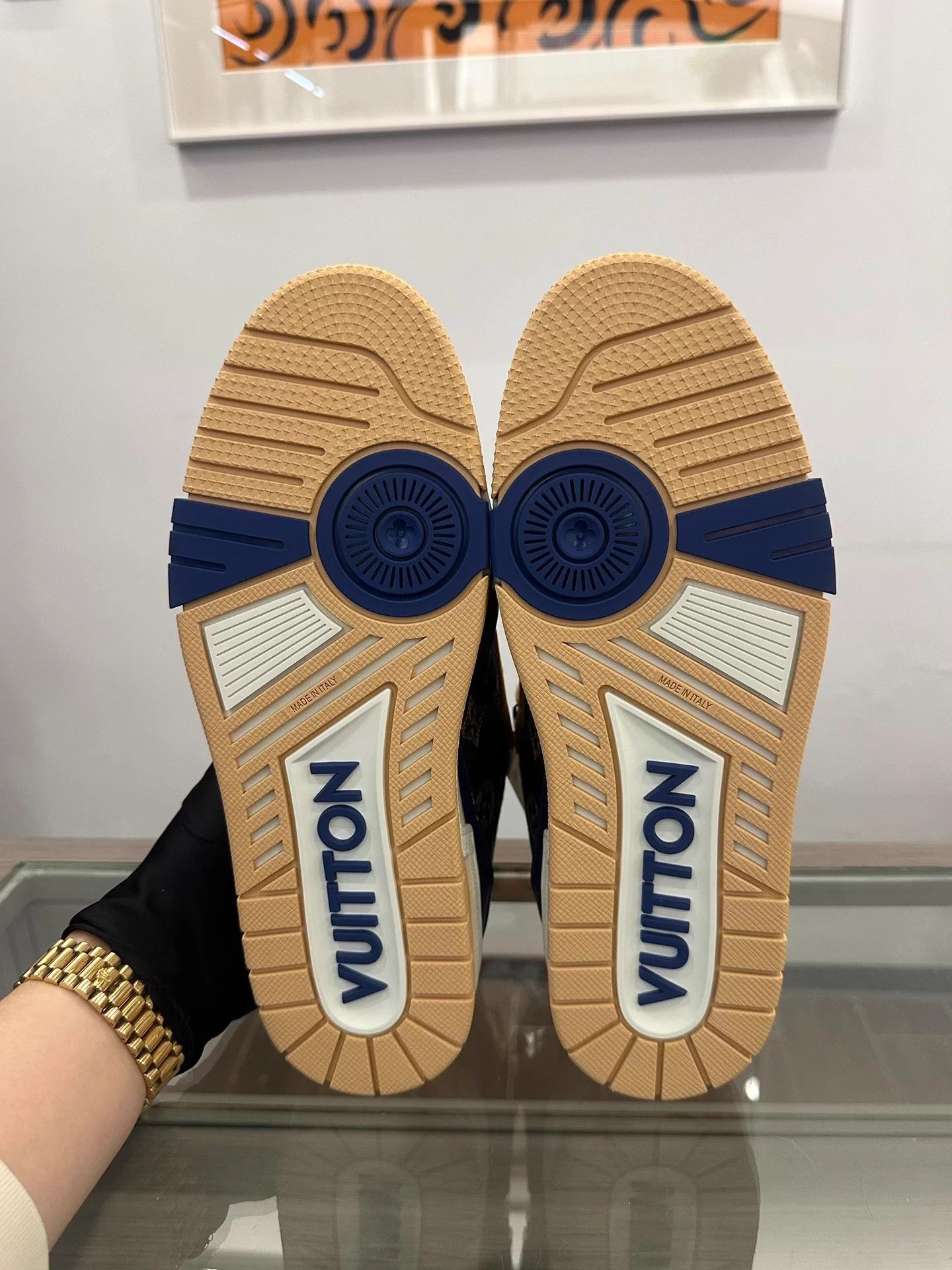 Louis Vuitton Louis Vuitton (LV) Dark Blue Denim Trainer Men's Sneakers Size US 7 / EU 40 - 6 Thumbnail