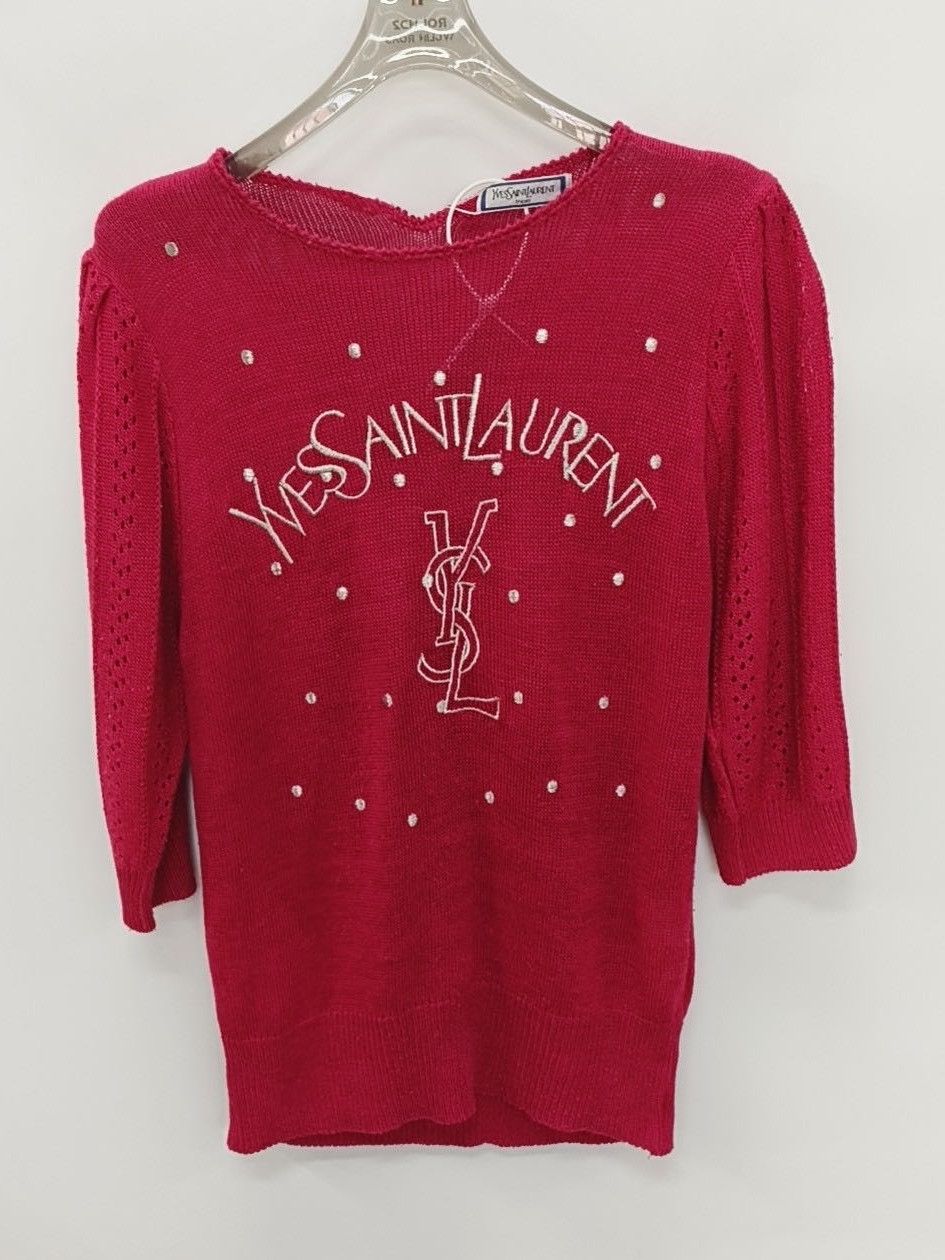 Yves Saint Laurent Yves Saint Laurent Logo Knit Sweater Size M Size M / US 6-8 / IT 42-44 - 1 Thumbnail