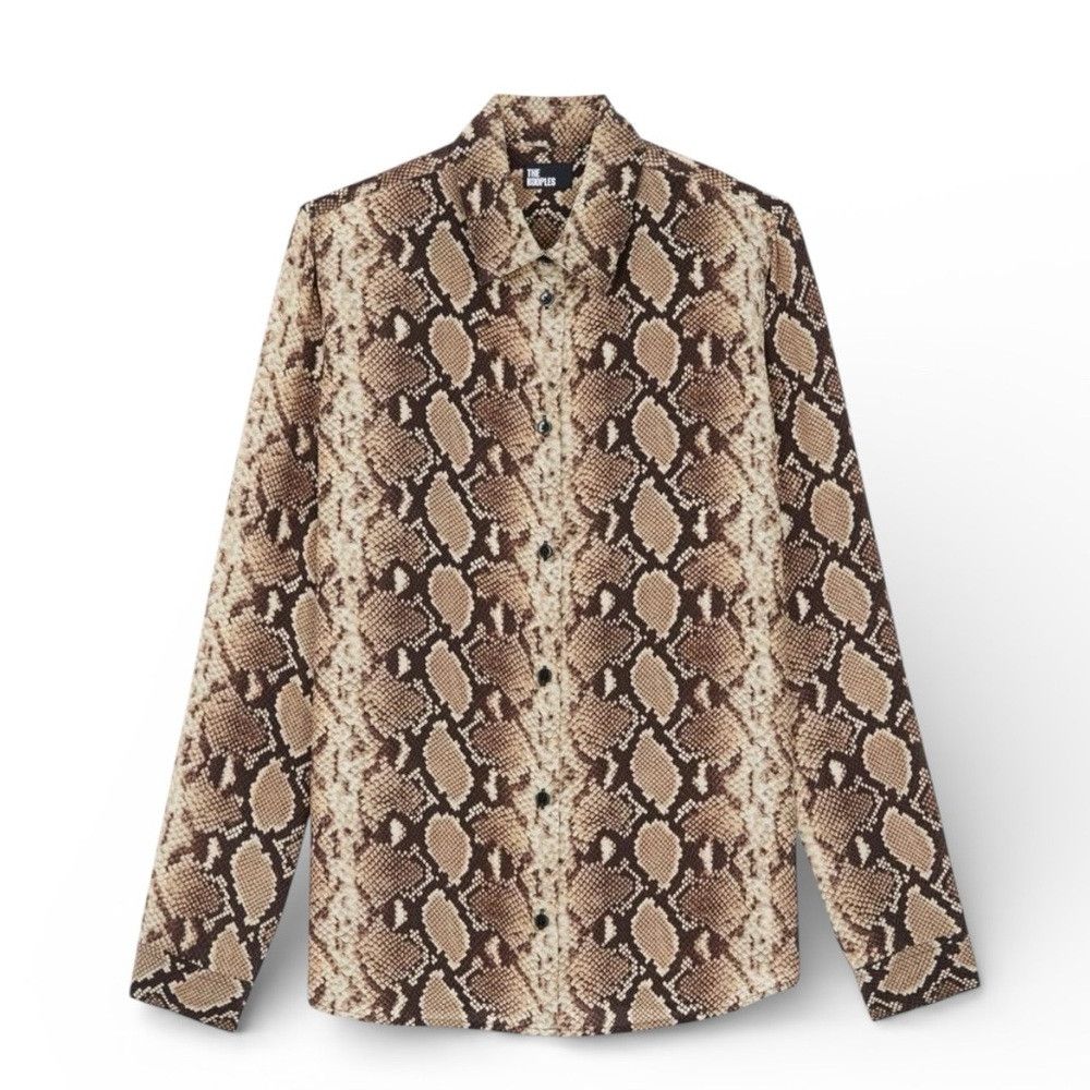 The Kooples The Kooples 100% Silk Snakeskin Print Button Front Shirt Size XS / US 0-2 / IT 36-38 - 2 Thumbnail