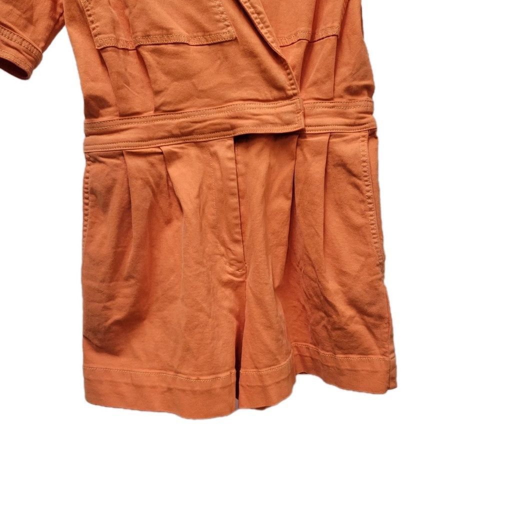 Other Day + Moon Women Orange V-neck Romper Puff Sleeves Jumpsuit Size 33" - 6 Thumbnail