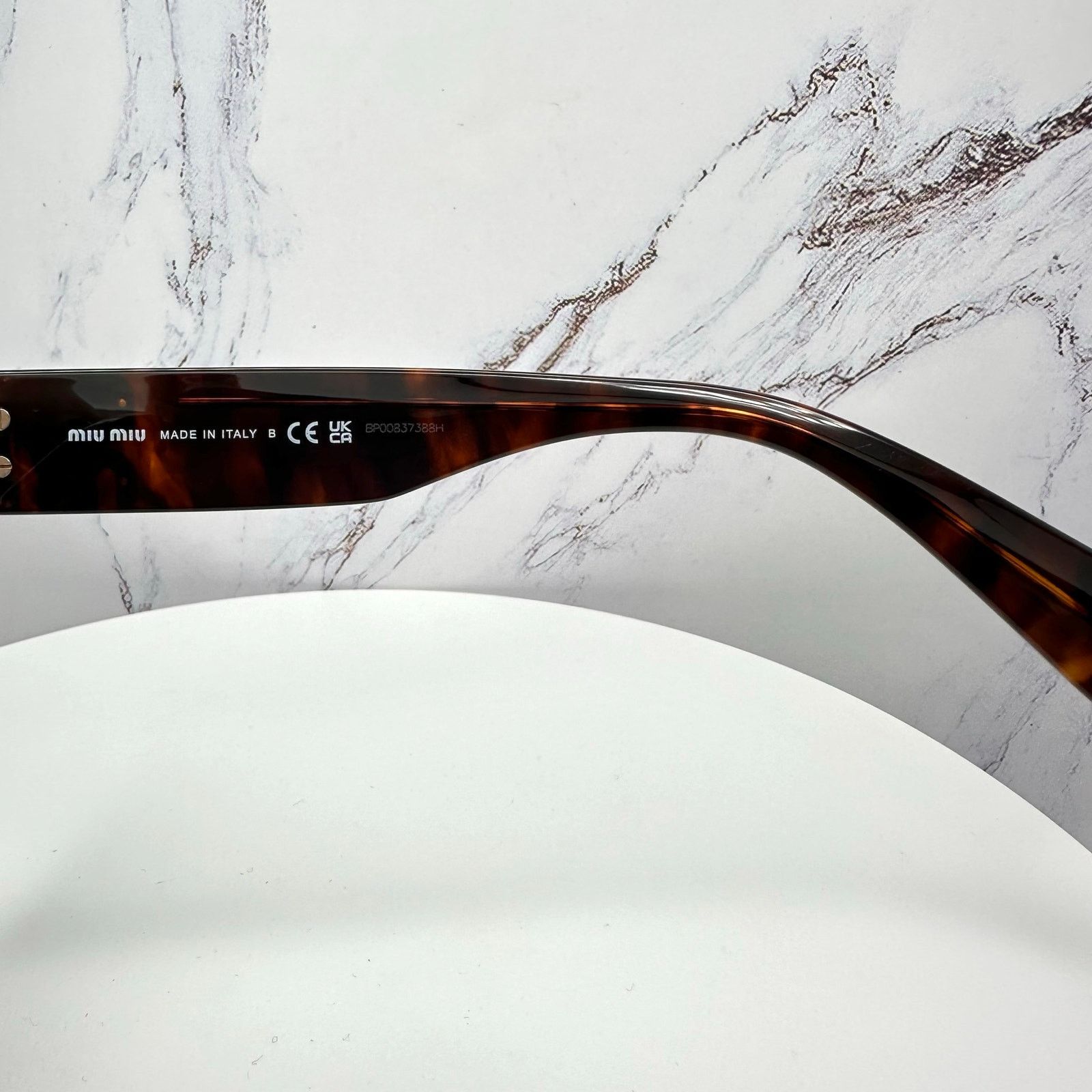 Miu Miu New MIU MIU Sunglasses Brown Tortoise Gold Metal Logo Size ONE SIZE - 7 Thumbnail