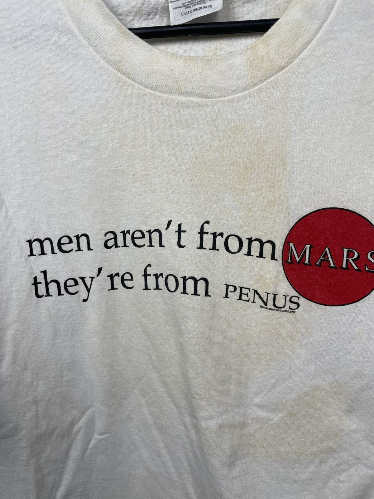 Vintage Vintage 1999 Men Aren’t From Mars They’re From Penus T Shirt Size US XL / EU 56 / 4 - 3 Thumbnail