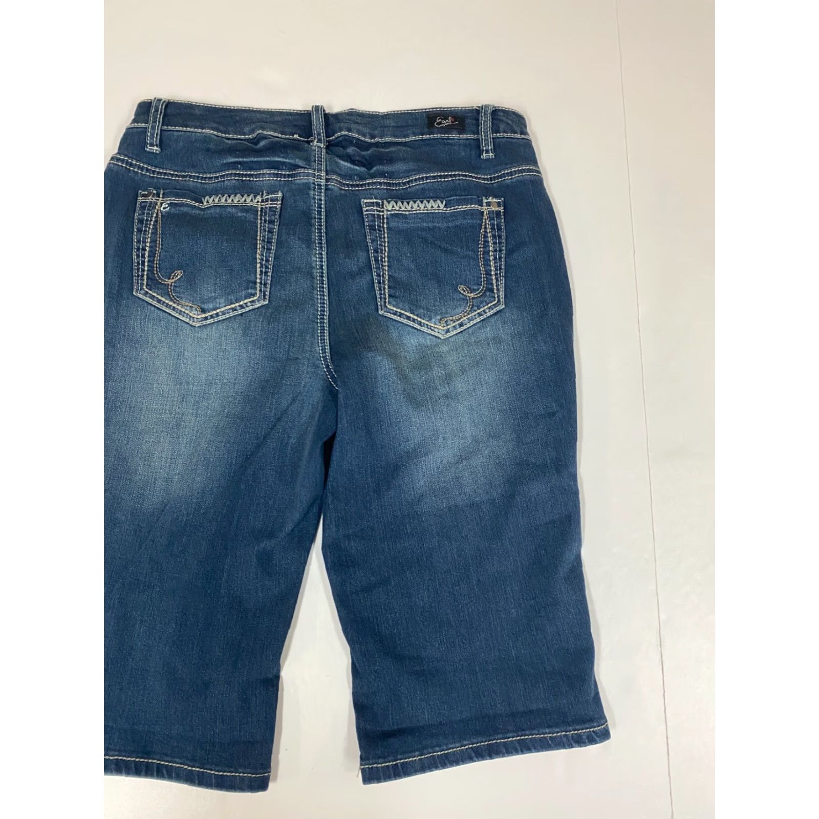 Vintage Earl Jean Womens Capri Jeans Blue 30 Regular Denim Cotton Blend Zipper Pockets Size 30" / US 8 / IT 44 - 6 Thumbnail