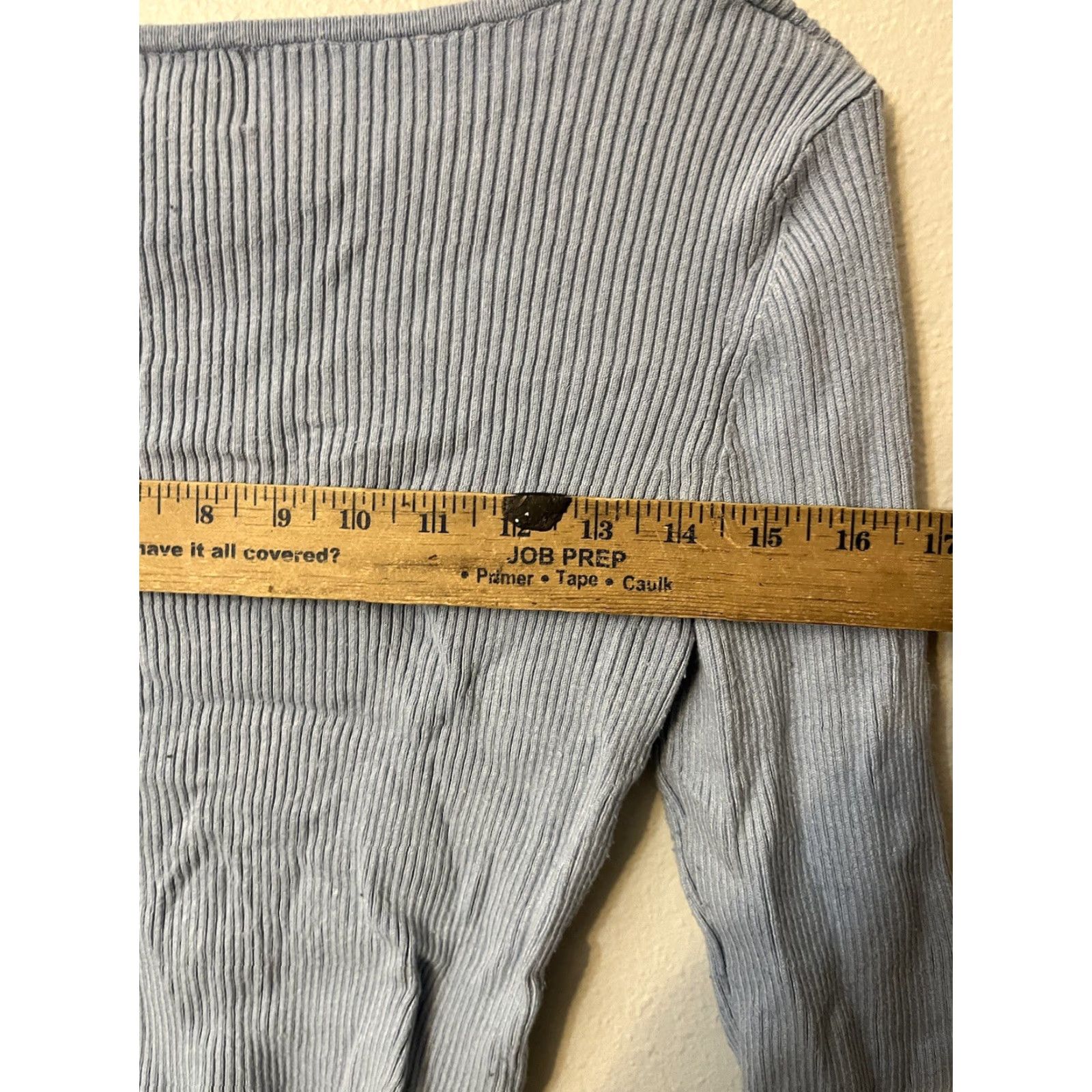 H&M H&M Shirt Women M Blue Ribbed Long Sleeve Square Sweetheart Neck Fitted Size M / US 6-8 / IT 42-44 - 5 Thumbnail