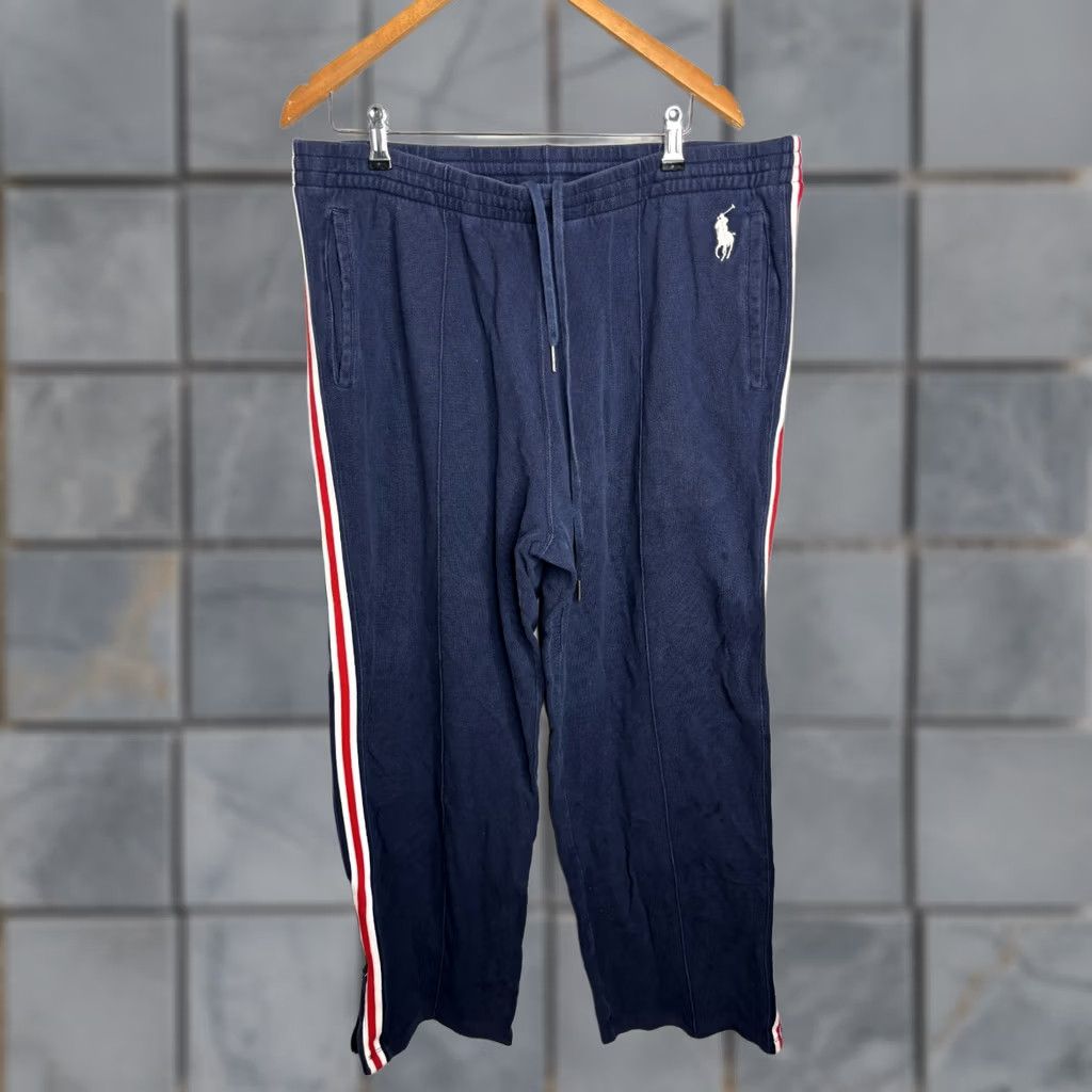 Ralph Lauren VINTAGE Ralph Lauren Polo Striped Pique Sweatpants Men 2XL Blue 90s Athleisure Logo Pant Mens Size US XXL / EU 58 / 5 - 1 Thumbnail