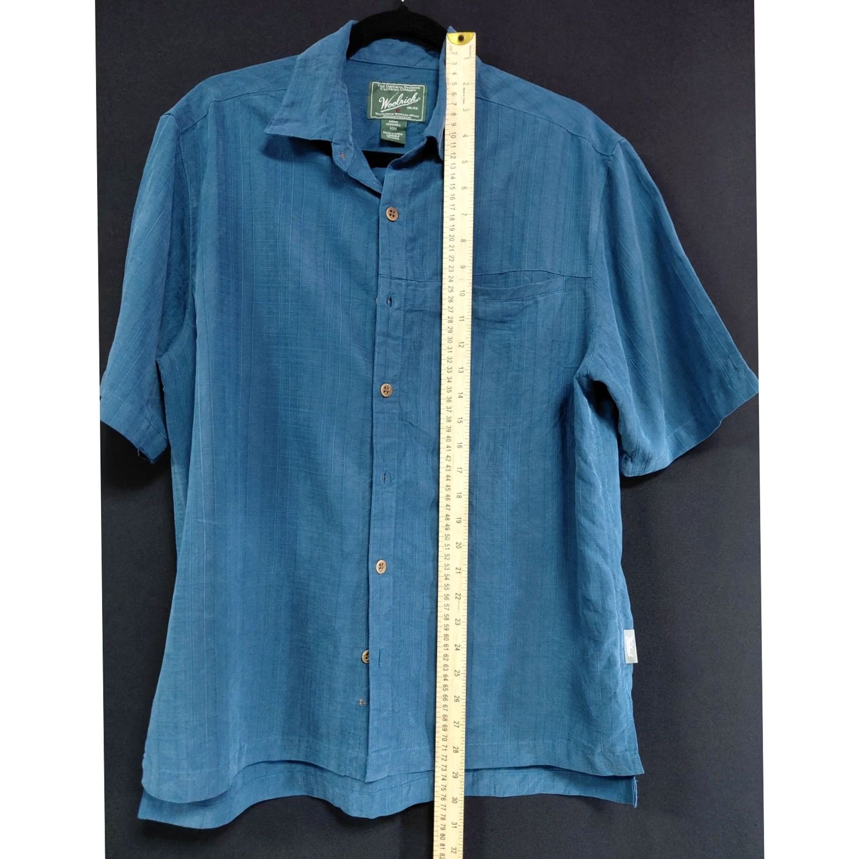 Vintage Woolrich Button-Up Shirt Short Sleeve Men Blue Solid M Regular Size Shirt Size US M / EU 48-50 / 2 - 7 Thumbnail
