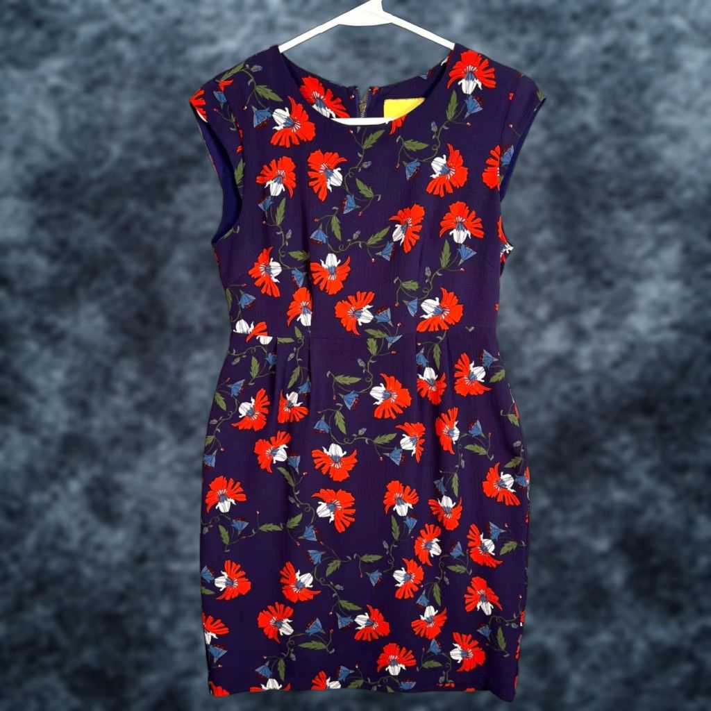 Vintage Maeve Floral Sleeveless Sheath Dress Size 2 100% Polyester Purple & Red Women Pencil Dress Vintage Size XS / US 0-2 / IT 36-38 - 1 Thumbnail