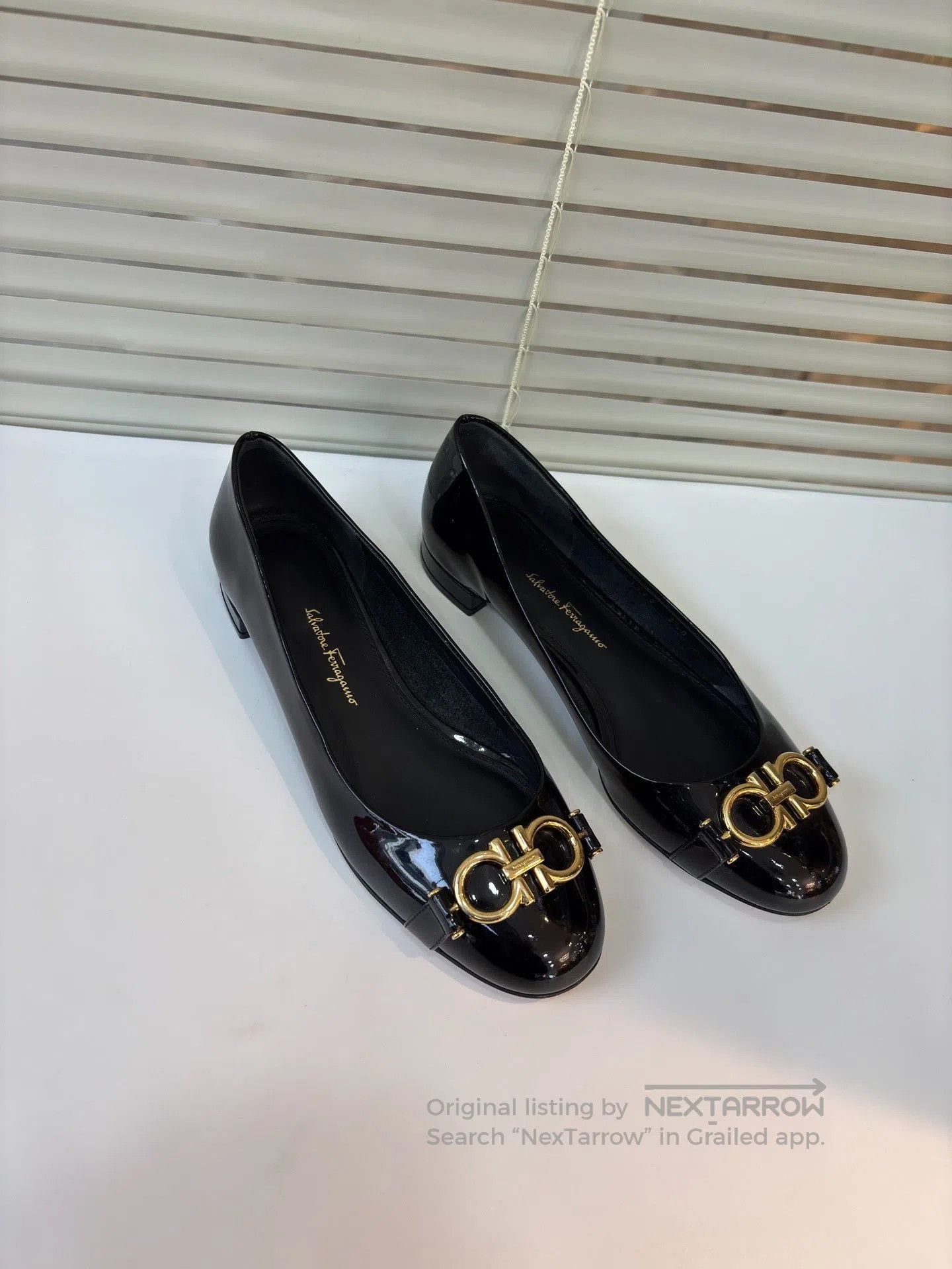 Salvatore Ferragamo Ferragamo Black Patent Leather Flats. Size US 4.5 / IT 34.5 - 6 Thumbnail