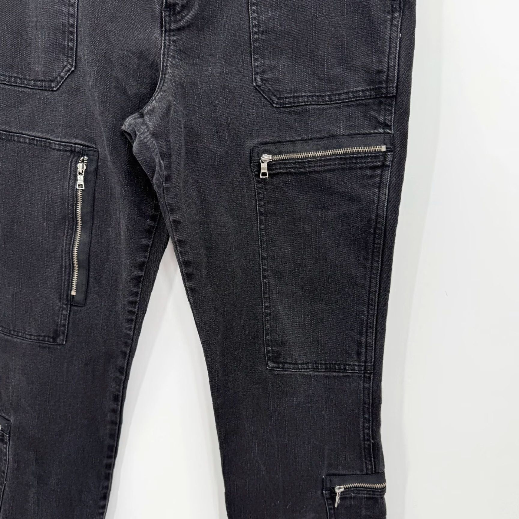 Ralph Lauren VINTAGE Ralph Lauren Womens Pants Cargo Skinny Zippered Pockets 10 Stretch Denim Black Button Zip Size 32" / US 10 / IT 46 - 4 Thumbnail