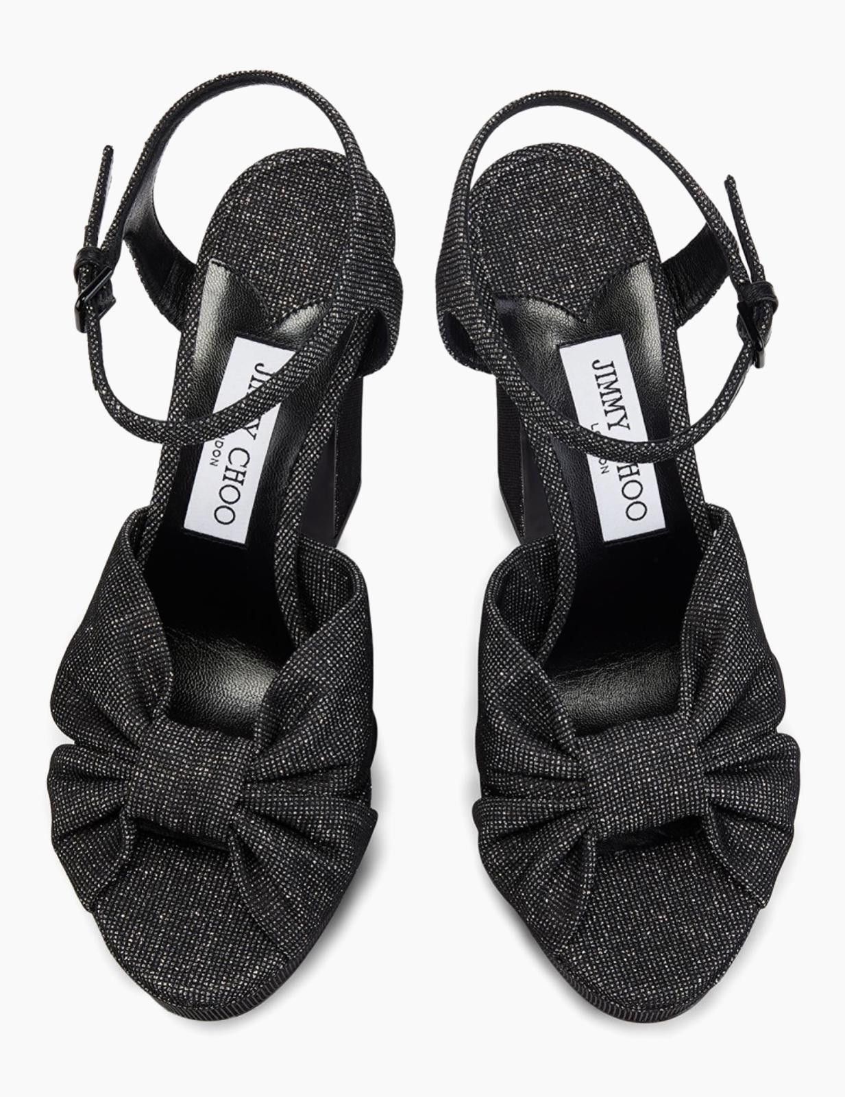 Jimmy Choo Jimmy Choo Black Glitter Platform High Heel Sandals Size US 7 / IT 37 - 3 Thumbnail