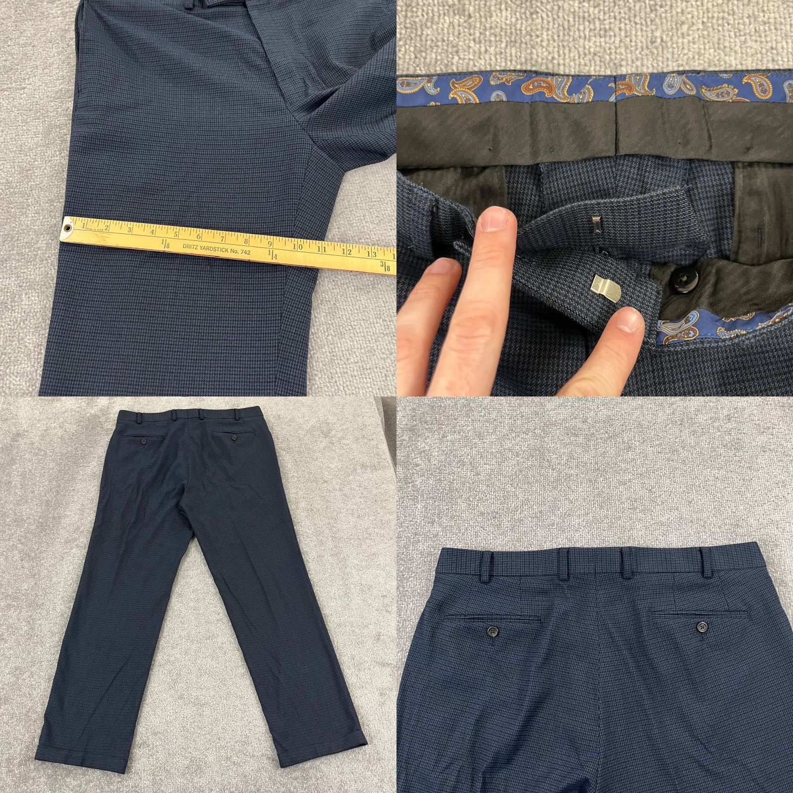 Ralph Lauren LAUREN RALPH LAUREN Pants Mens 36x32 Straight Blue Black Houndstooth Trousers Size US 36 / EU 52 - 8 Thumbnail